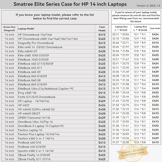 Smatree Laptop Sleeve for 14 inch HP ProBook 445/440/1040 G11