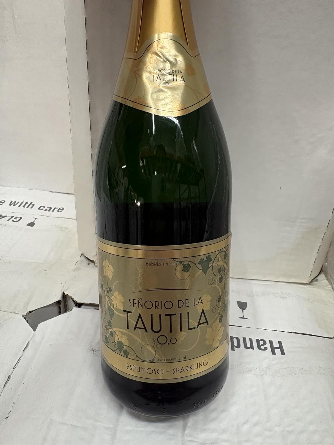 Senorio de la Tautila Espumoso Blanco 0.0% Non-Alcoholic Sparkling White Wine From Spain 750ml, Halal Certified and Vegan (1 Bottle)