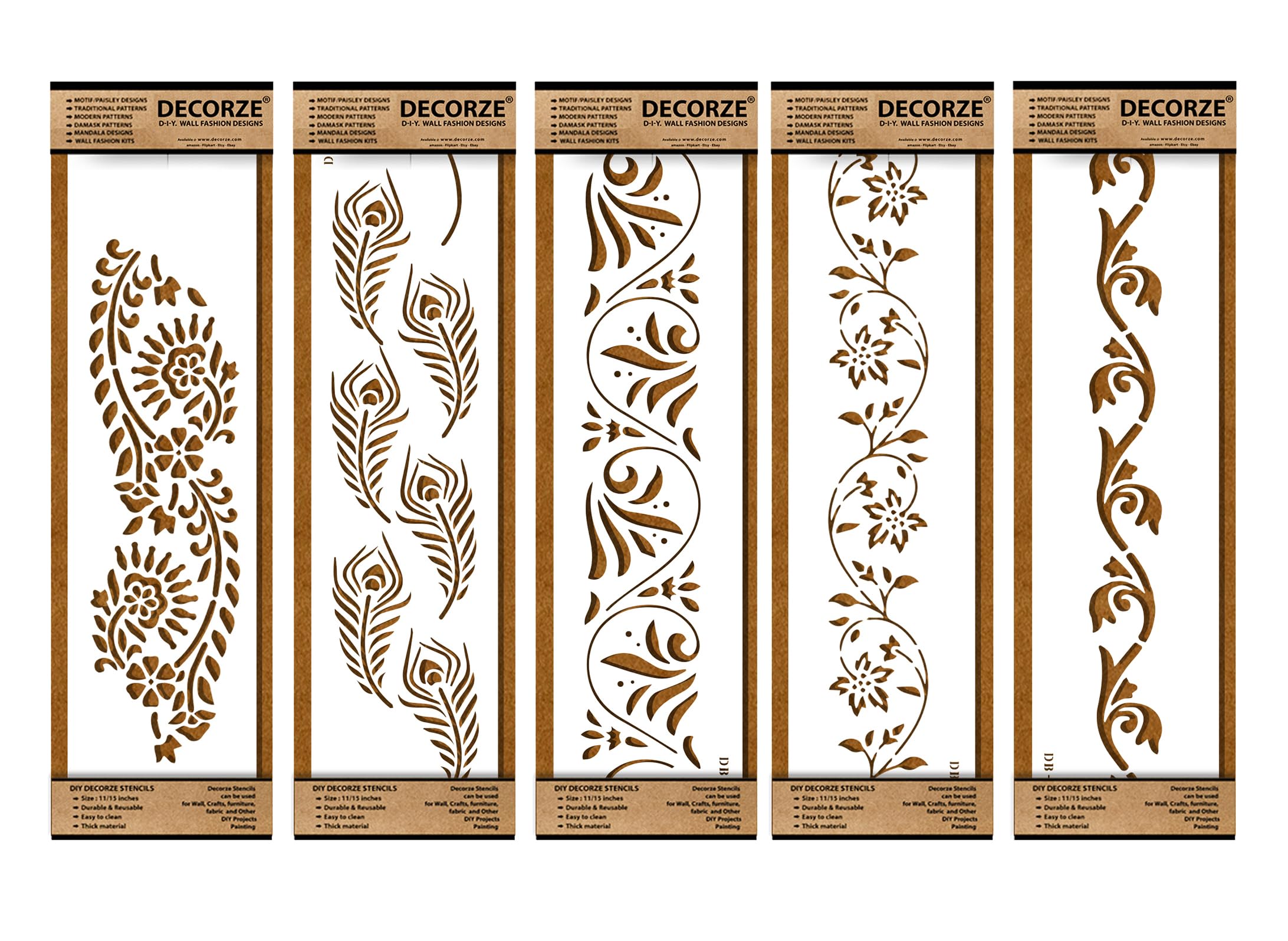 Decorze Plastic Stencils for Border Art, Stencils for Wall, Border Stencils for Wall Painting Suitable for Room Wall Decoration Purpose (Set of 5)(Color-White)|Design-12 (B0CL4TWLYG) Amazon Price History, Amazon Price Tracker