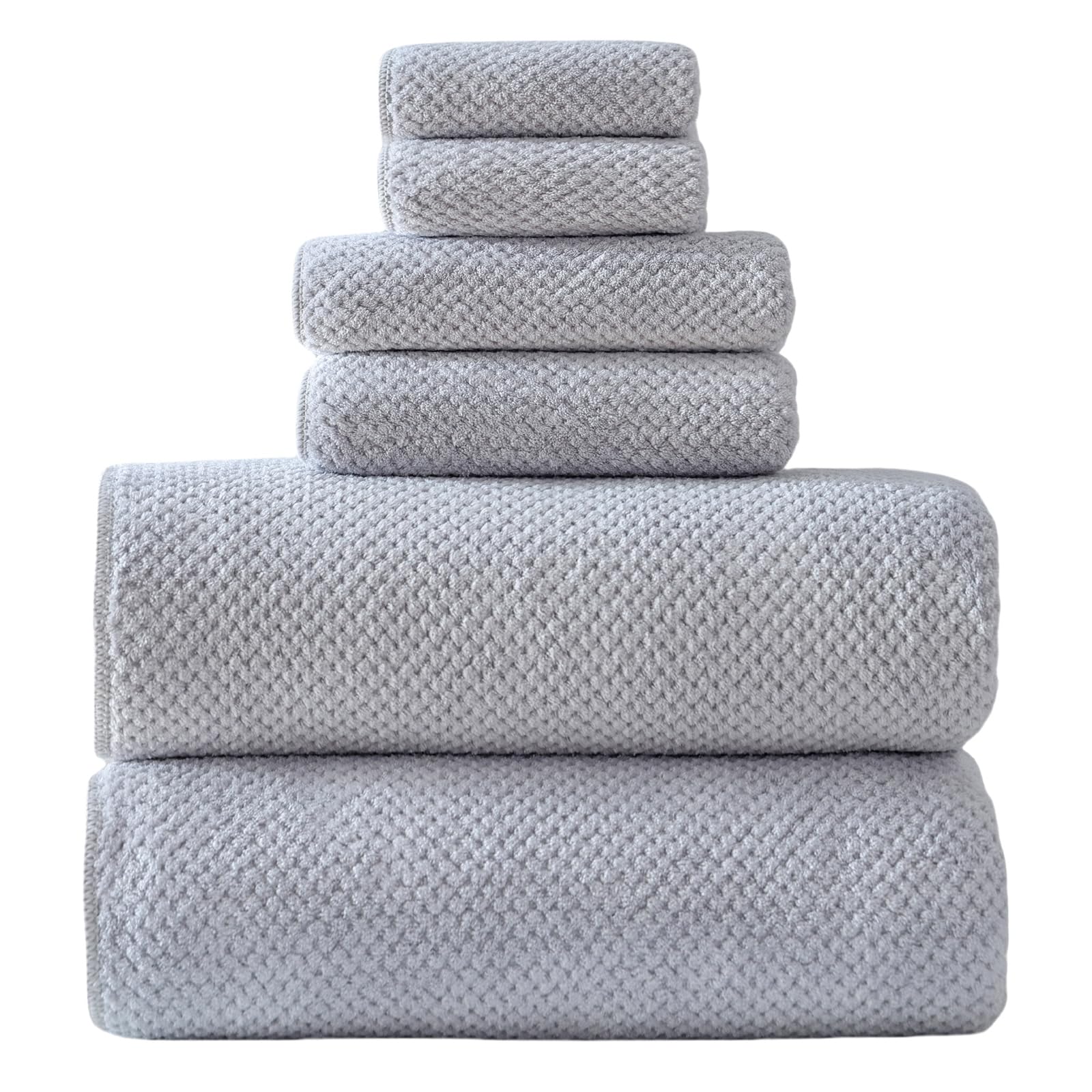 Akzpe 40x80 Inches Bath Sheets Towels for Adults Oversized Bath Towels Extra Large Luxury Super Soft Absorbent Quick Dry Microfiber (Gray,6PCS)