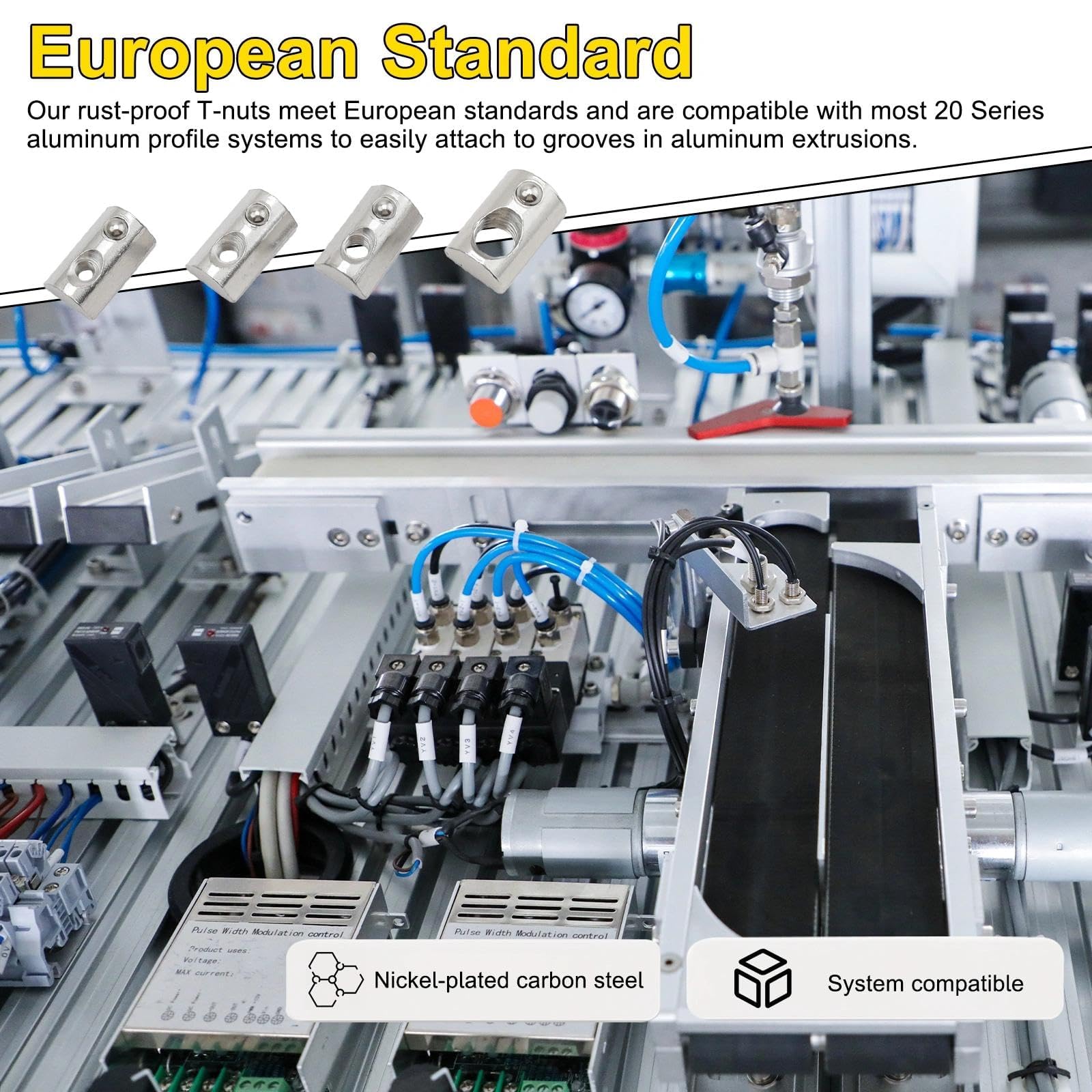 LINTRA 50 Pièces Écrou M6 Rainure 8 en T avec Bille de Centrage, 40-Série M6 Écrous, Écrou Écrosu Rainure en T, pour 3D CNC à Profil en C en Aluminium, Norme Européenne