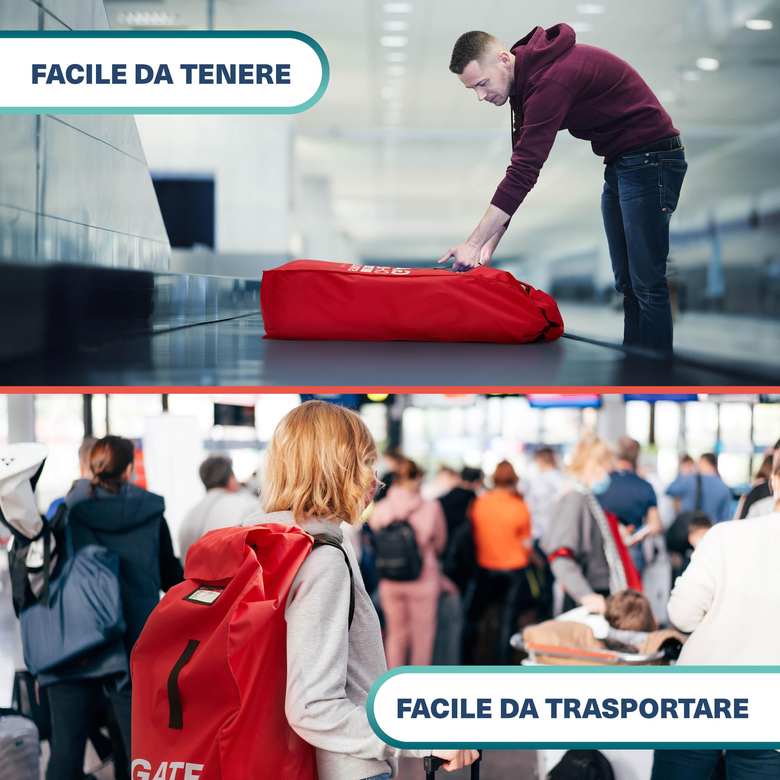 Bramble - Borsa Passeggino Viaggio per Aereo (Rosso, Misura Piccola) - Sacca Porta/Custodia 113 x 37 cm