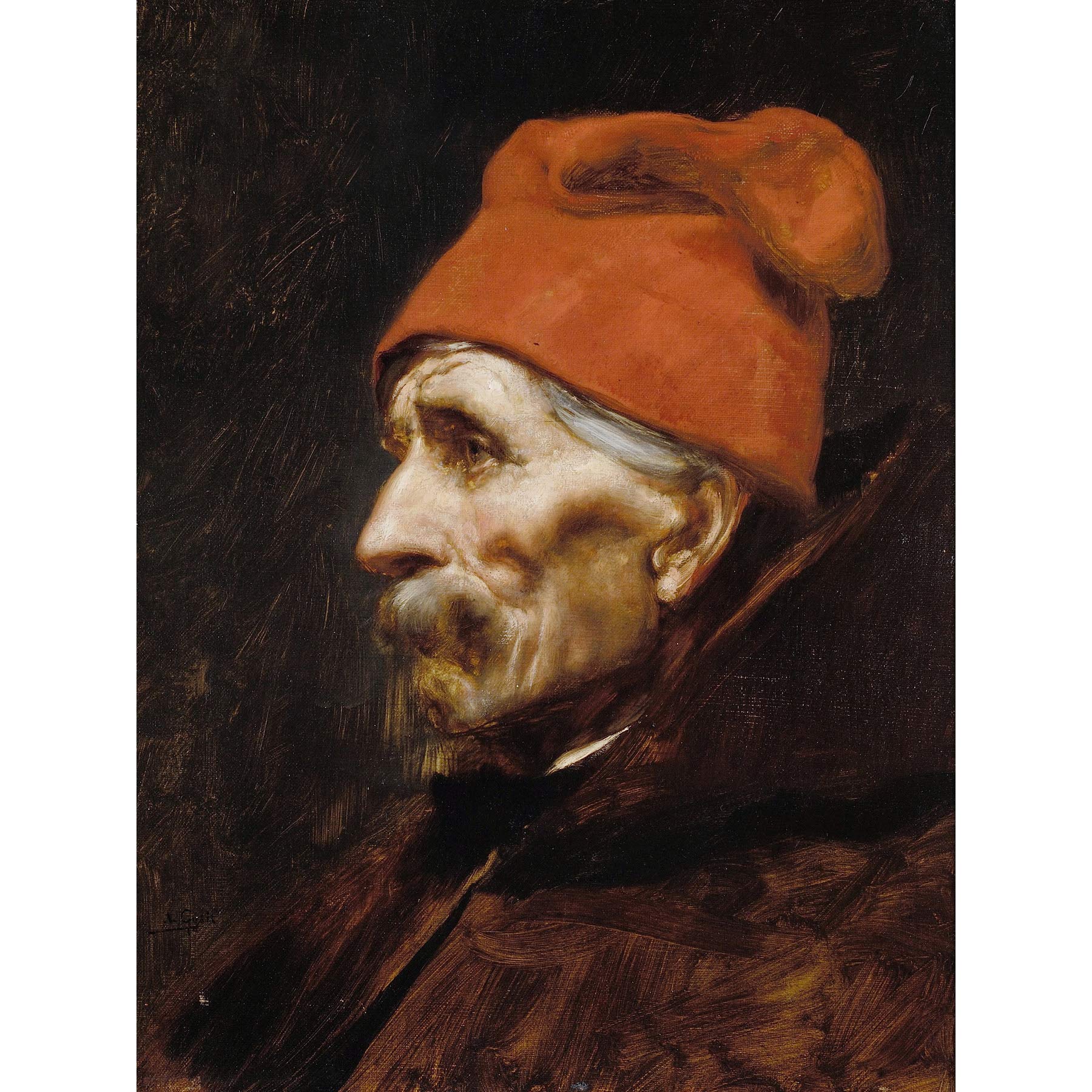 Artery8 Gyzis Nikolaos Old Man Red Fez Portrait Painting Large Wall Art Poster Print Thick Paper 18X24 Inch