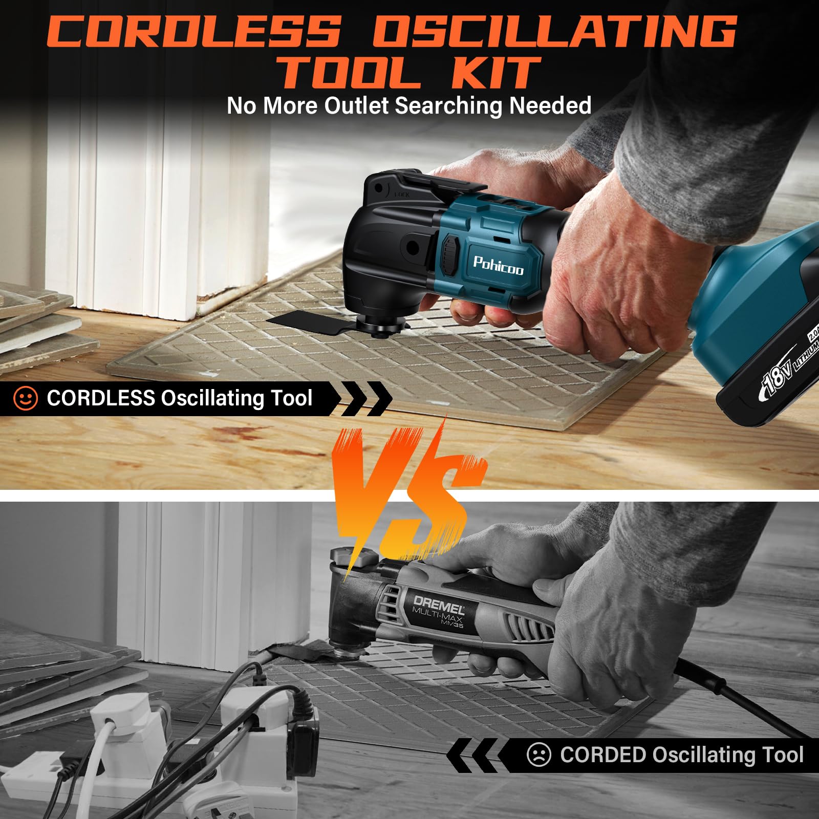 Makita 18V Akku Oszillationswerkzeug Multifunktionswerkzeug, 6 Geschwindigkeiten Multitool zum Entfernen Schaben Schneiden