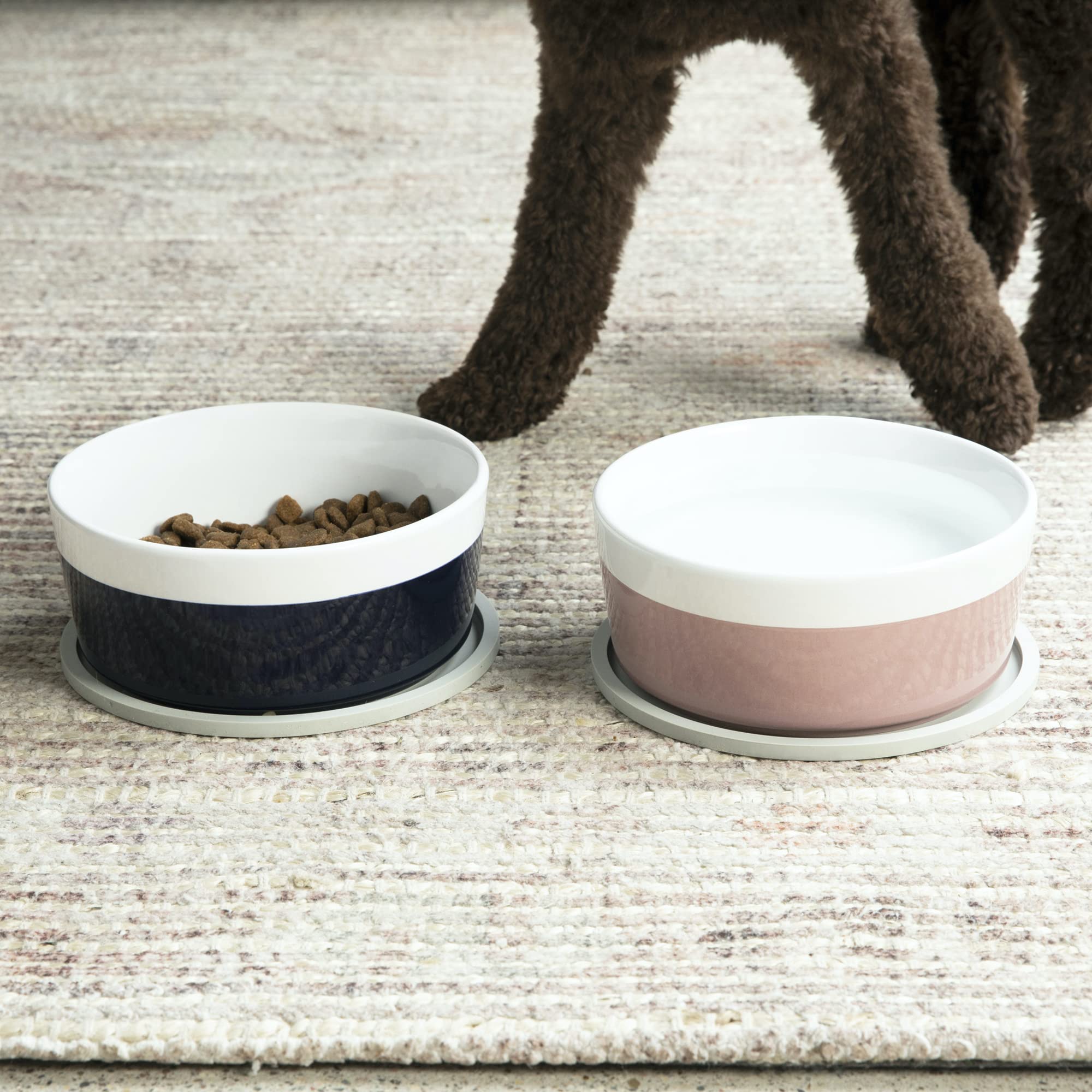 Waggo Habit Silikonowa podkładka dla psa, dla małych, średnich i dużych ras, nowoczesna, ciężka, silikonowa mata dla psa, nadaje się do mycia w zmywarce, solidna podkładka - zestaw 2 szt. (średnia,