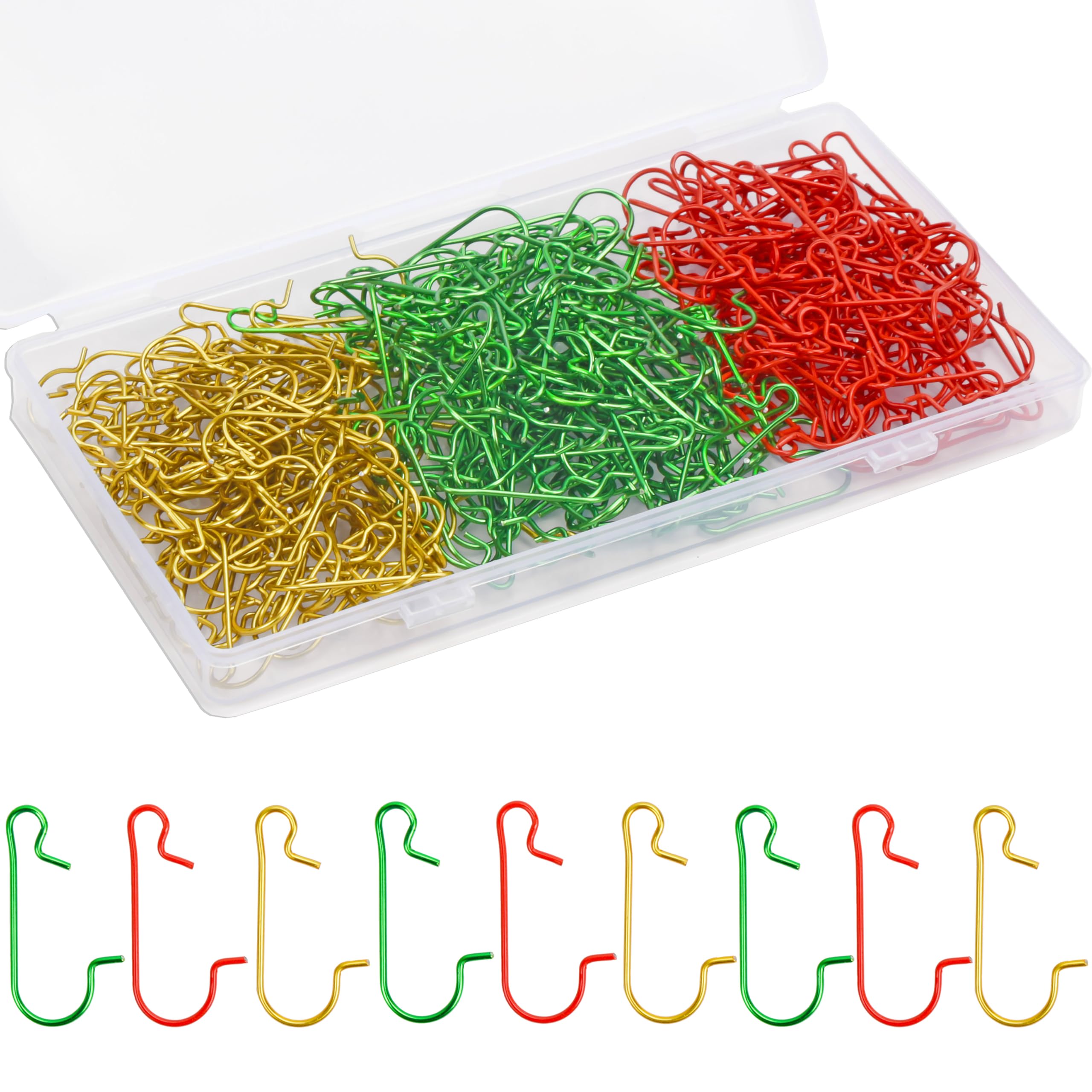 OCTERIC 300 Pieces Christmas Ornaments Hooks Metal C-Shaped Hangers for Trees Balls Christmas Hanging Decorations (Mix Colors)