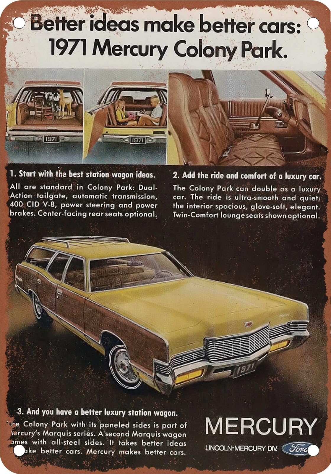 Miaomansenstore Metal Sign - 1971 Mercury Vintage Ad 05 - Old Retro Rusty Look Home Decor