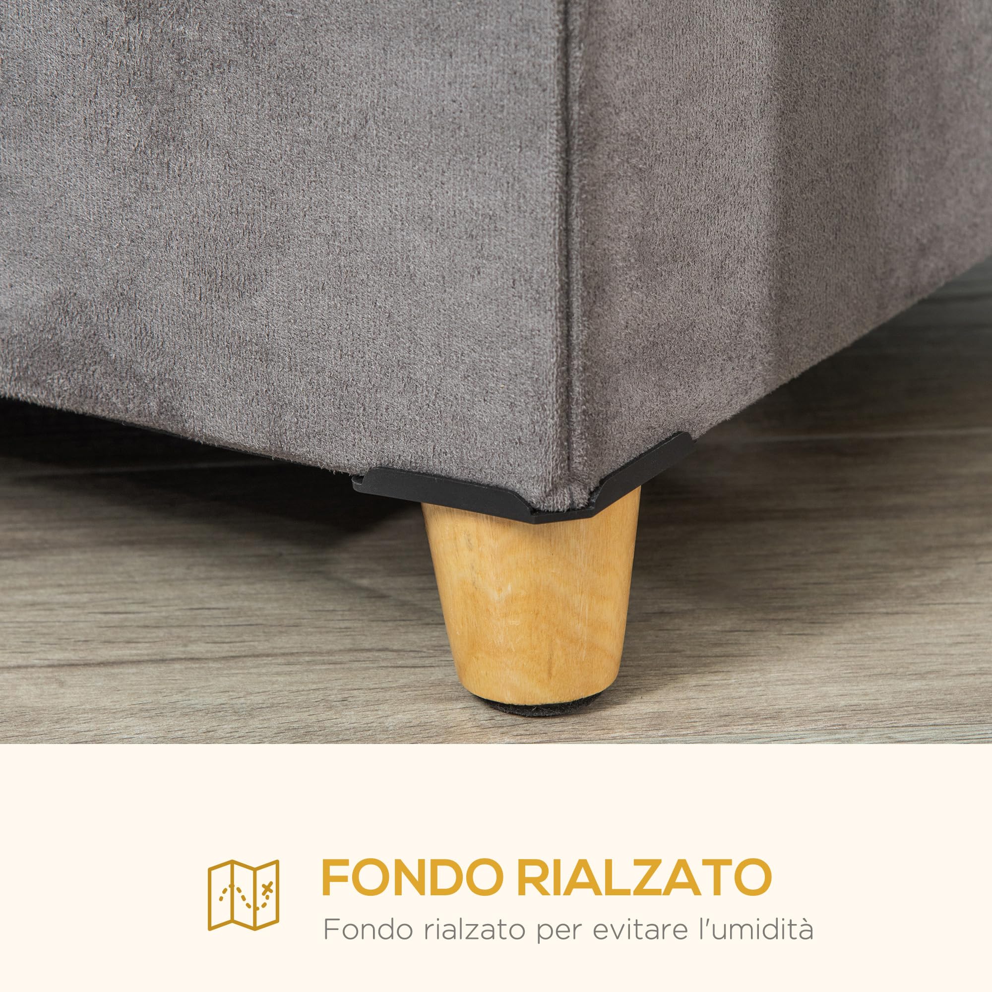 PawHut Casetta per Gatti Pouf Poggiapiedi con Cuscino Rimovibile e Lavabile, Sgabello Poggiapiedi con Cuccia e Piedini, Grigio