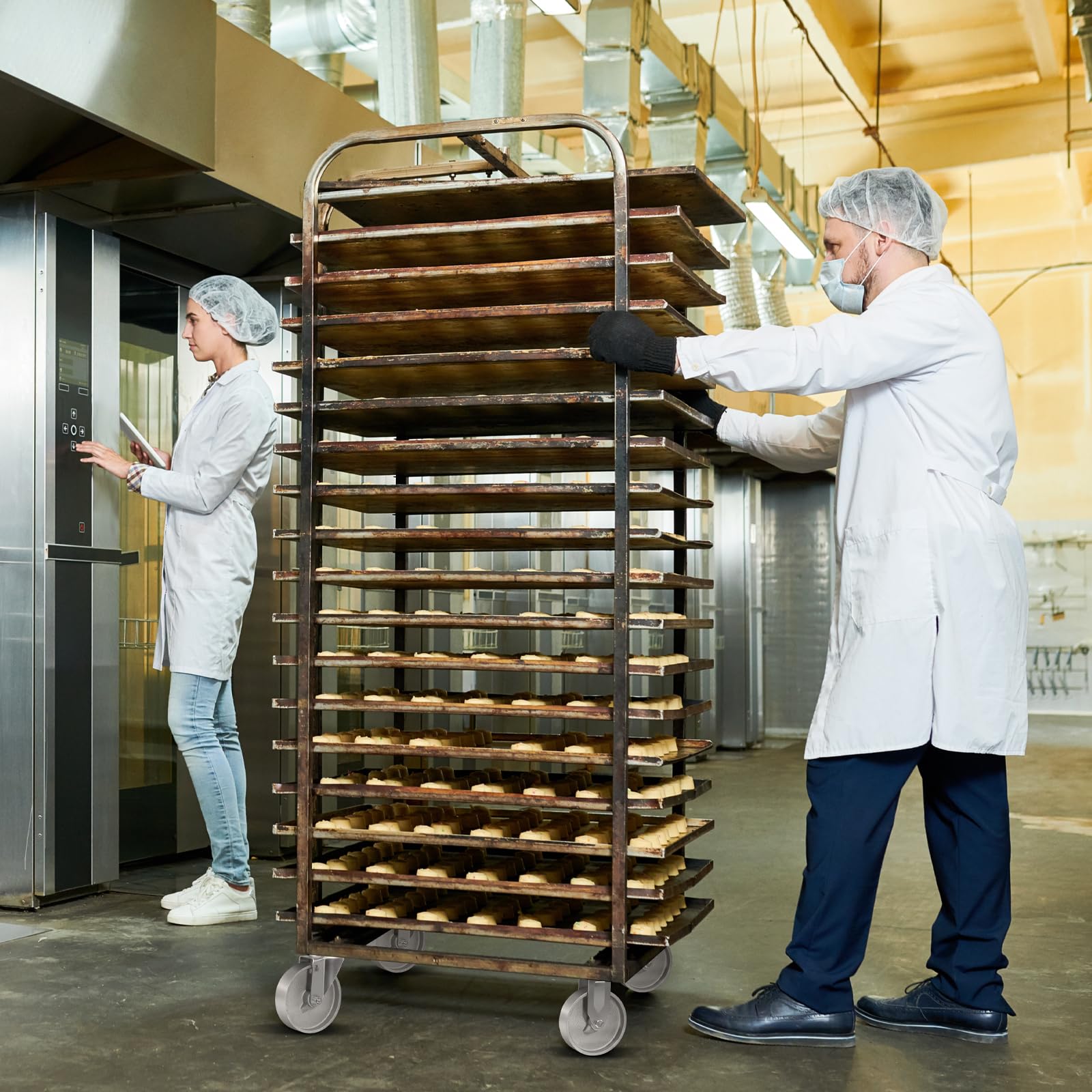 Ruote girevoli in ghisa semi-acciaio, 12,7 cm, set di 4 ruote resistenti con capacità di 907,2 kg, ruote in metallo per carrello da lavoro mobili