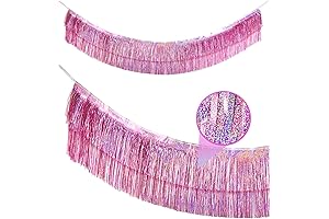 2 Pack Christmas Float Decorations for Trailer - Pink Glitter Fringe Garland