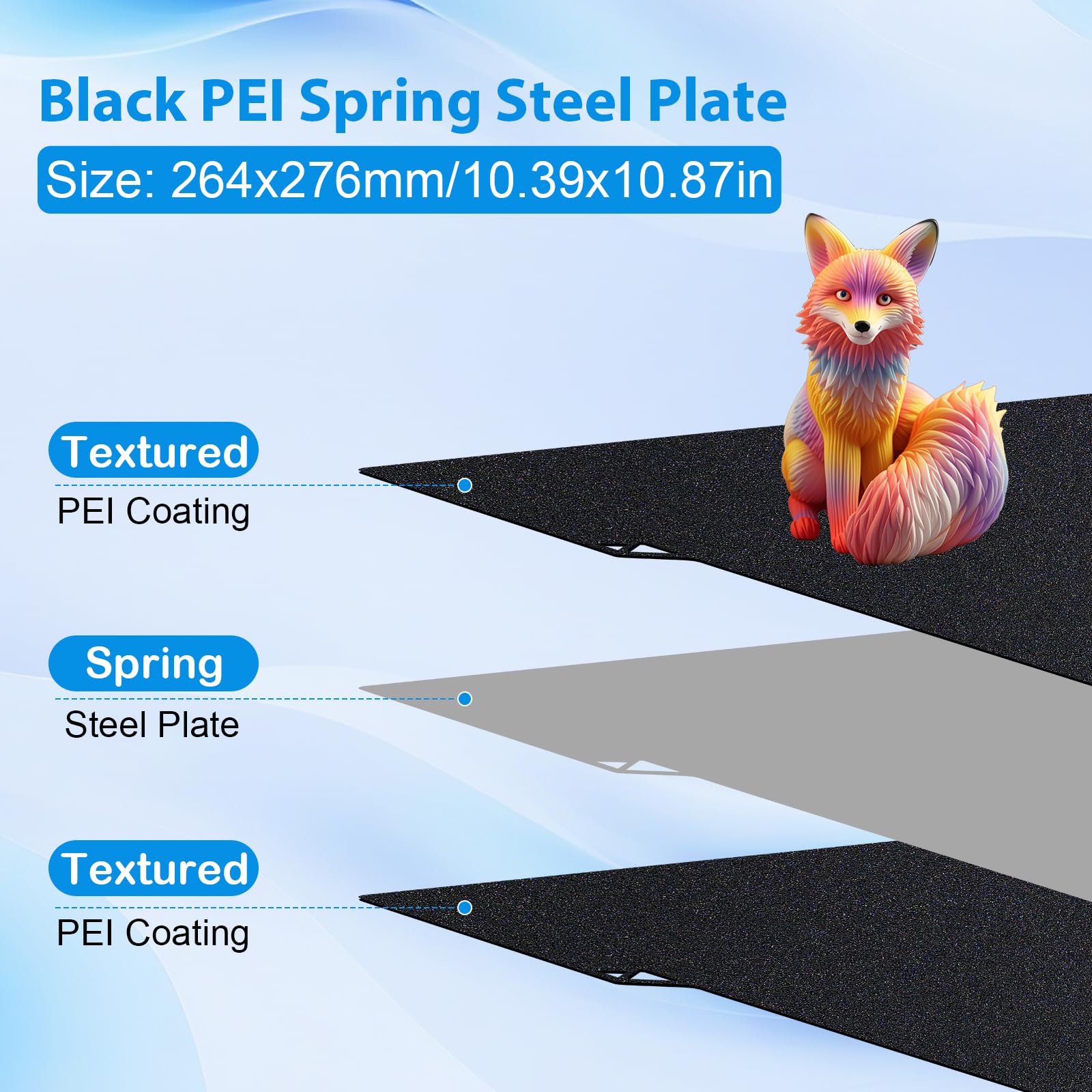 Nssnlur Kobra S1 Piatto di PEI Build Plate 264x276mm, Doppio Lati Testurizzato Piattaforma PEI flessibile in Acciaio per Anycubic Kobra S1/Kobra S1 Combo