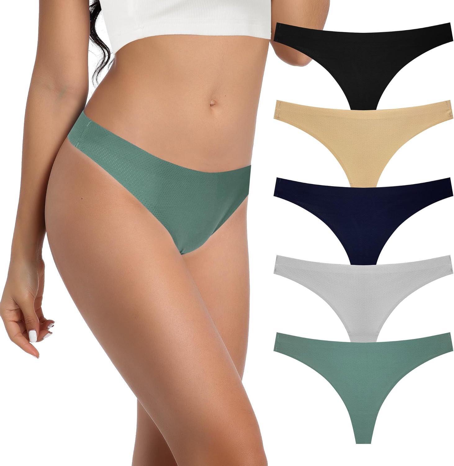 Lace Thongs Comfortable Women Lace Soft Thongs Panties Pack 6