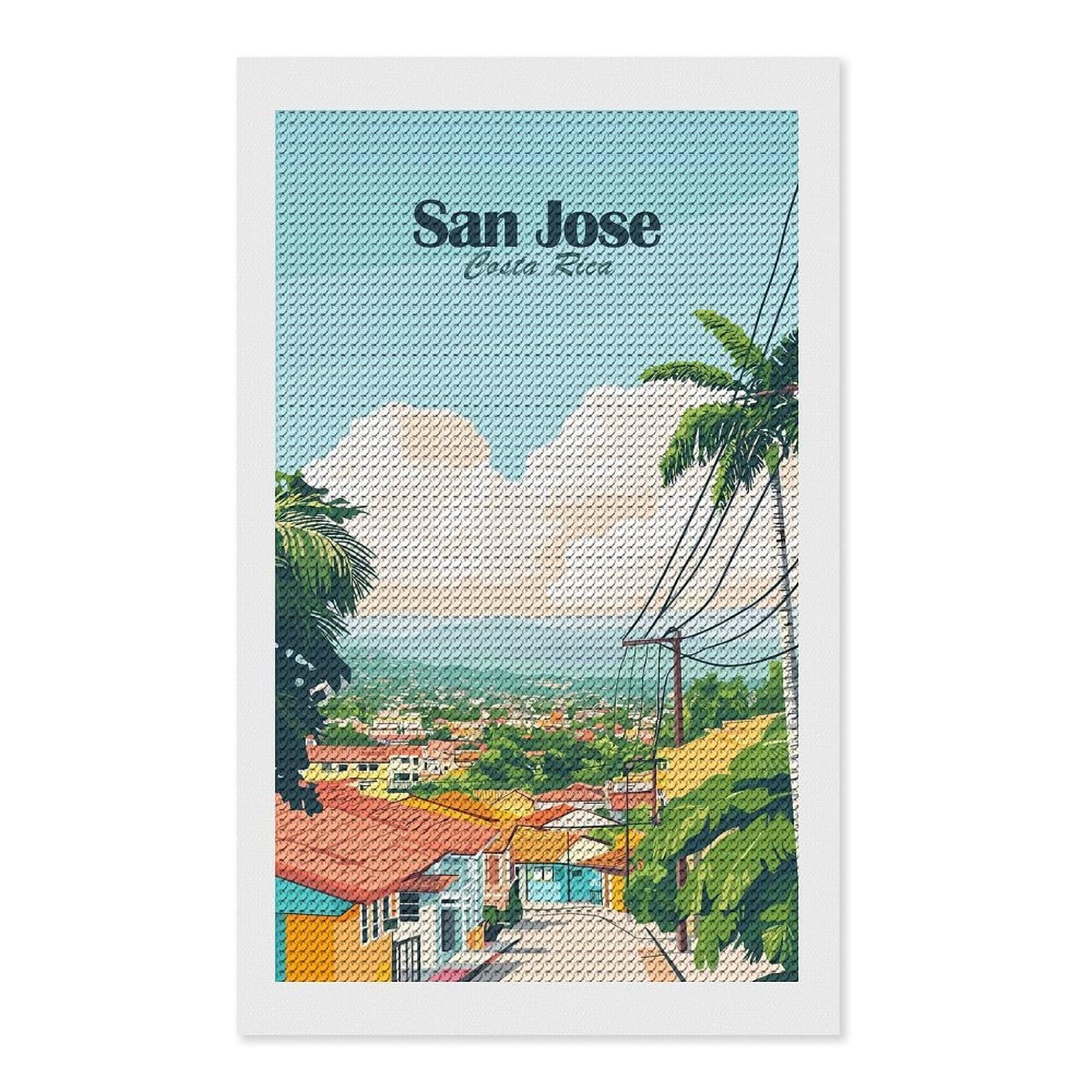Junmoney San Jose, Costa Rica(2) 5D Diamond Painting Kit 12"x20", Relaxing DIY, Mindful Craft Project, Full Kit Included, Thoughtful Present