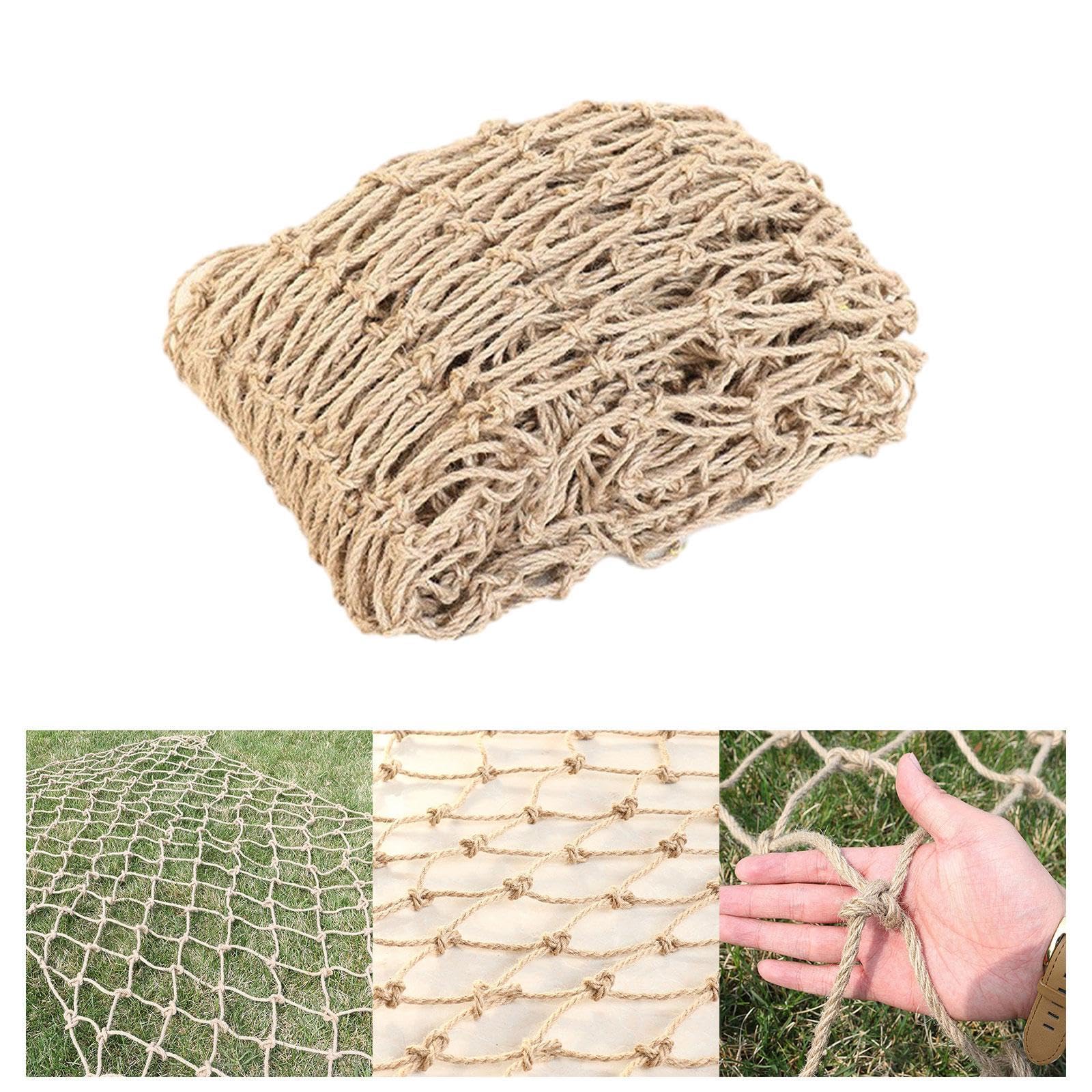 Hanfseilnetz, Schutznetz, Fotowanddekoration, Robustes Anzuchtnetz, Juteseil Rankgitter, LKW Ladungsnetz für Garten Und Außenbereich, Mehrfarbig, 10 cm Netz