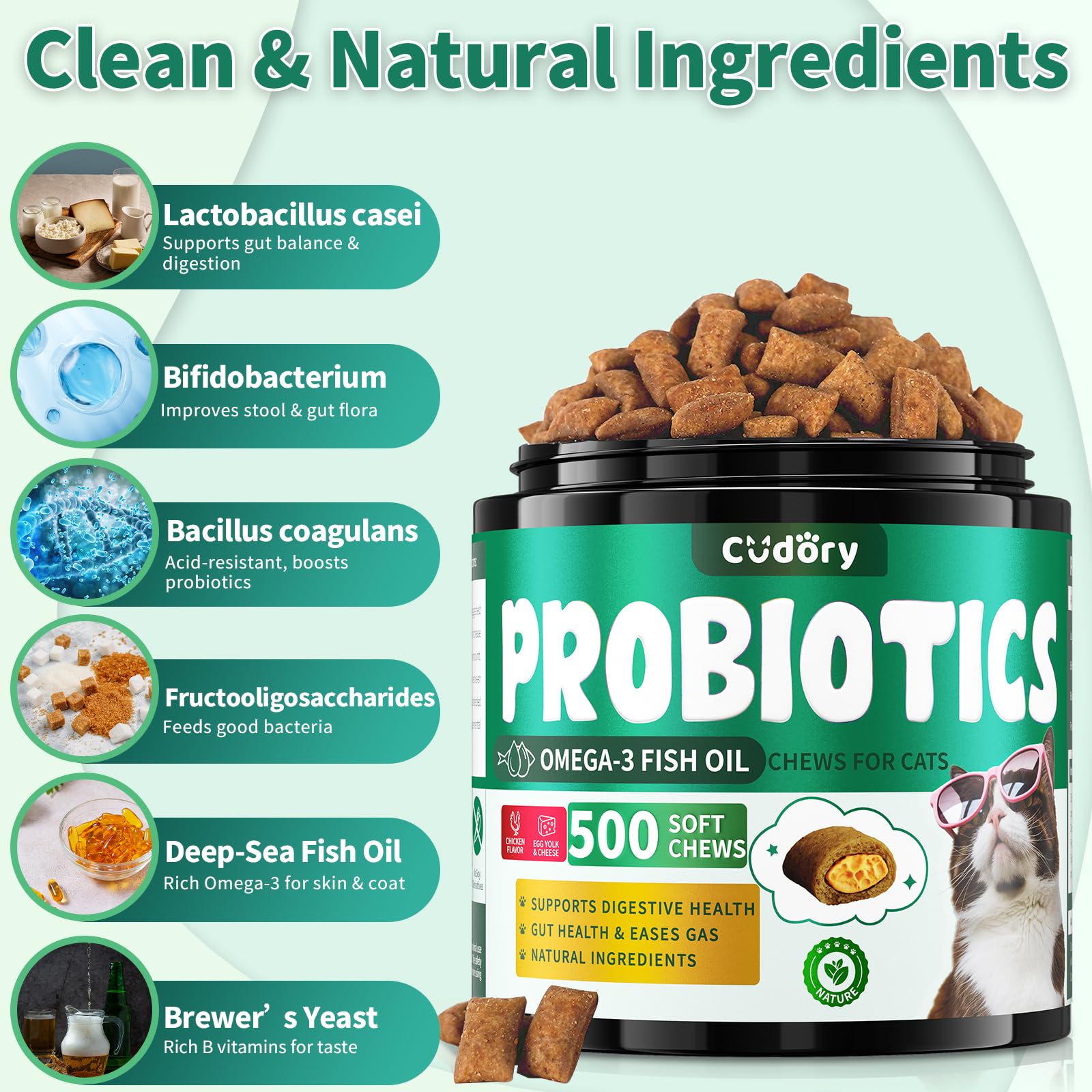 Cat Probiotics Tasty Chews for Digestive & Gut Support, Crunchy & Creamy Texture, Cat Gut Health, Constipation Relief - Image 3