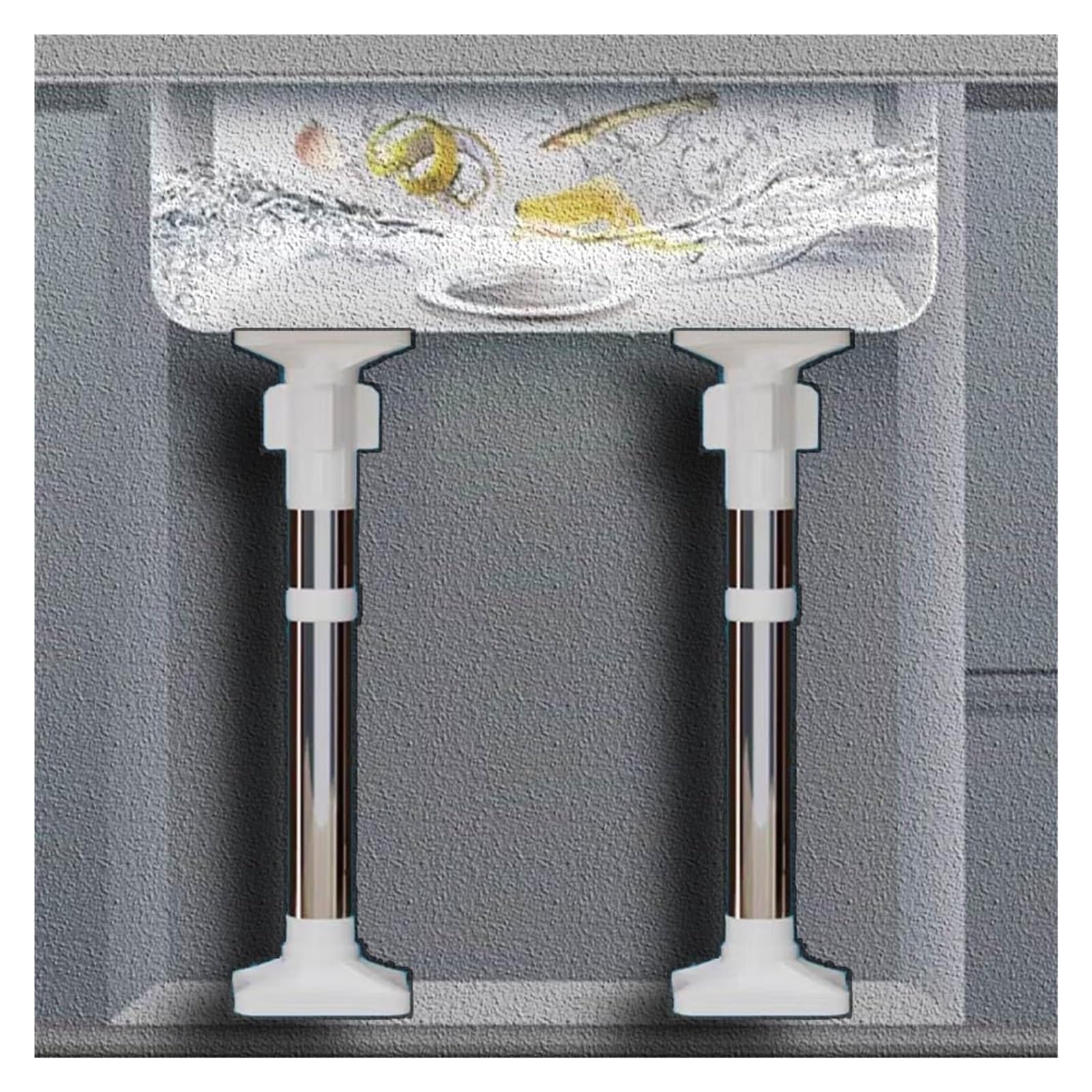 DHetyE Sink support legs Undermount Sink Basin Support Legs Drill FreeTelescopic Poles(2*Height 50 80cm)