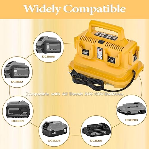 Miniatura 2 de Estación de carga rápida de batería de 6 puertos, repuesto para cargador de batería Dewalt 20V60V, compatible con Dewalt 20V60V Flexvolt batería