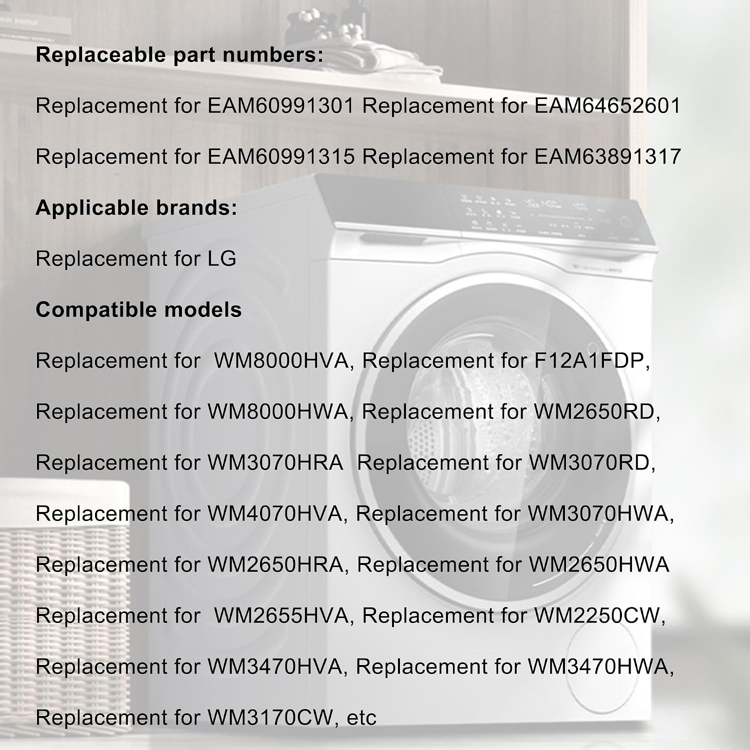 EAM60991301 Washer Filter Assembly Replacement for LG WM8000HVA,F12A1FDP,WM8000HWA,WM2650RD,WM3070HRA