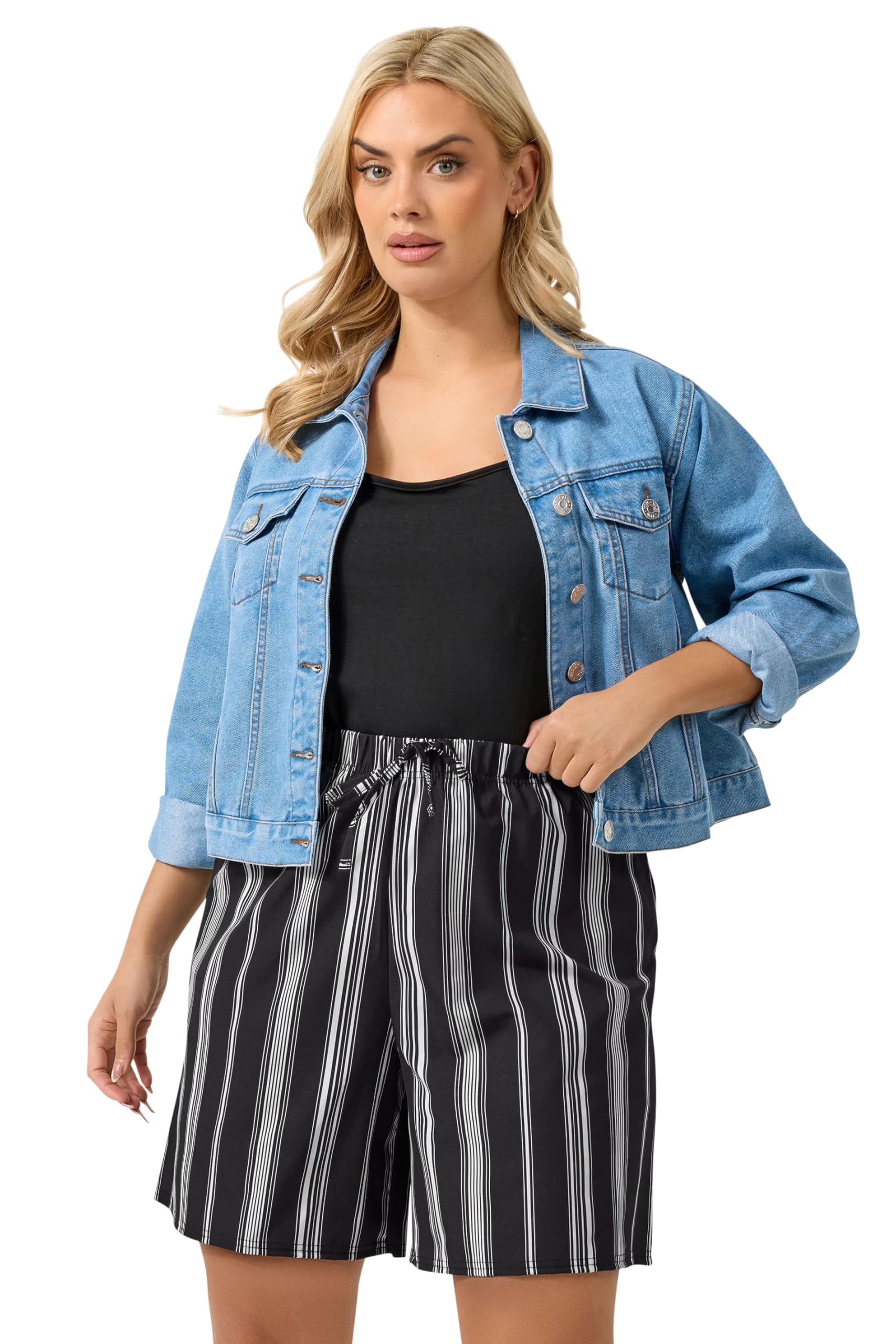 Yours Women's Black Curve Stripe Shorts - Plus Size Curve
