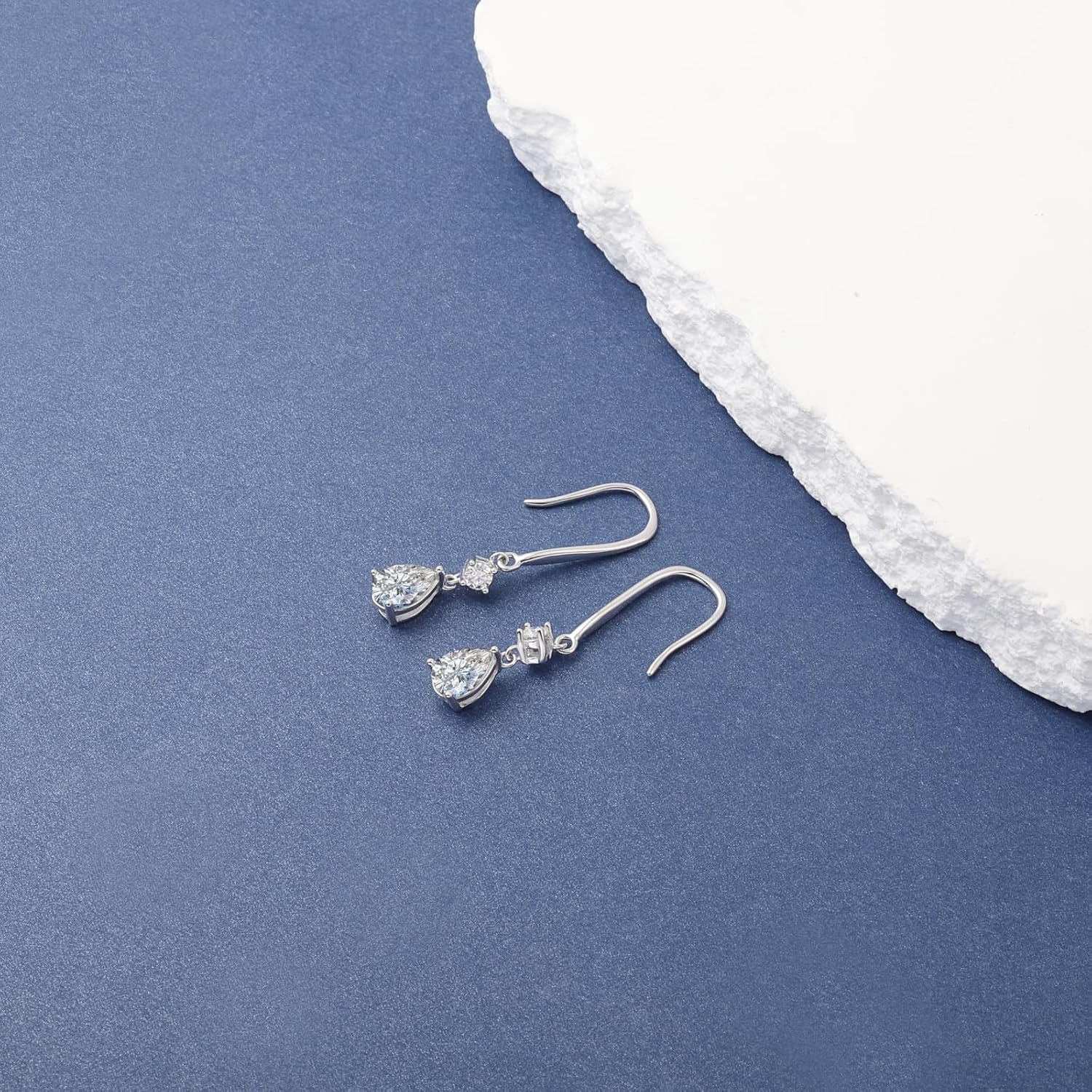 Moissanite Drop Earrings for Women - 925 Sterling Silver 1.8CT 3.0mm Moissanite Teardrop Dangle Earrings Jewelry Gifts for Wife - Image 3