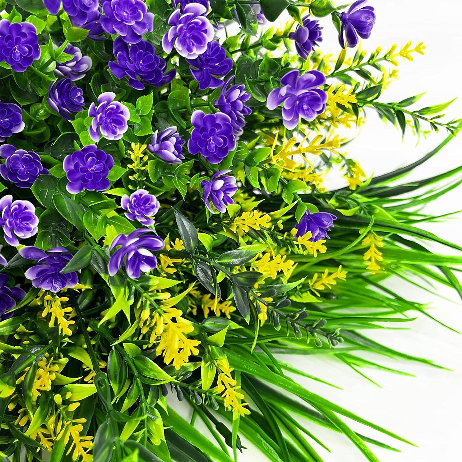 9 Bundle Artificial Flowers Outdoor Summer Decorations UV Resistant Fake Plants Faux Plastic Flowers for Cemetery Home Garden Outside Indoor Porch Hanging Planters Decor(Mixed)