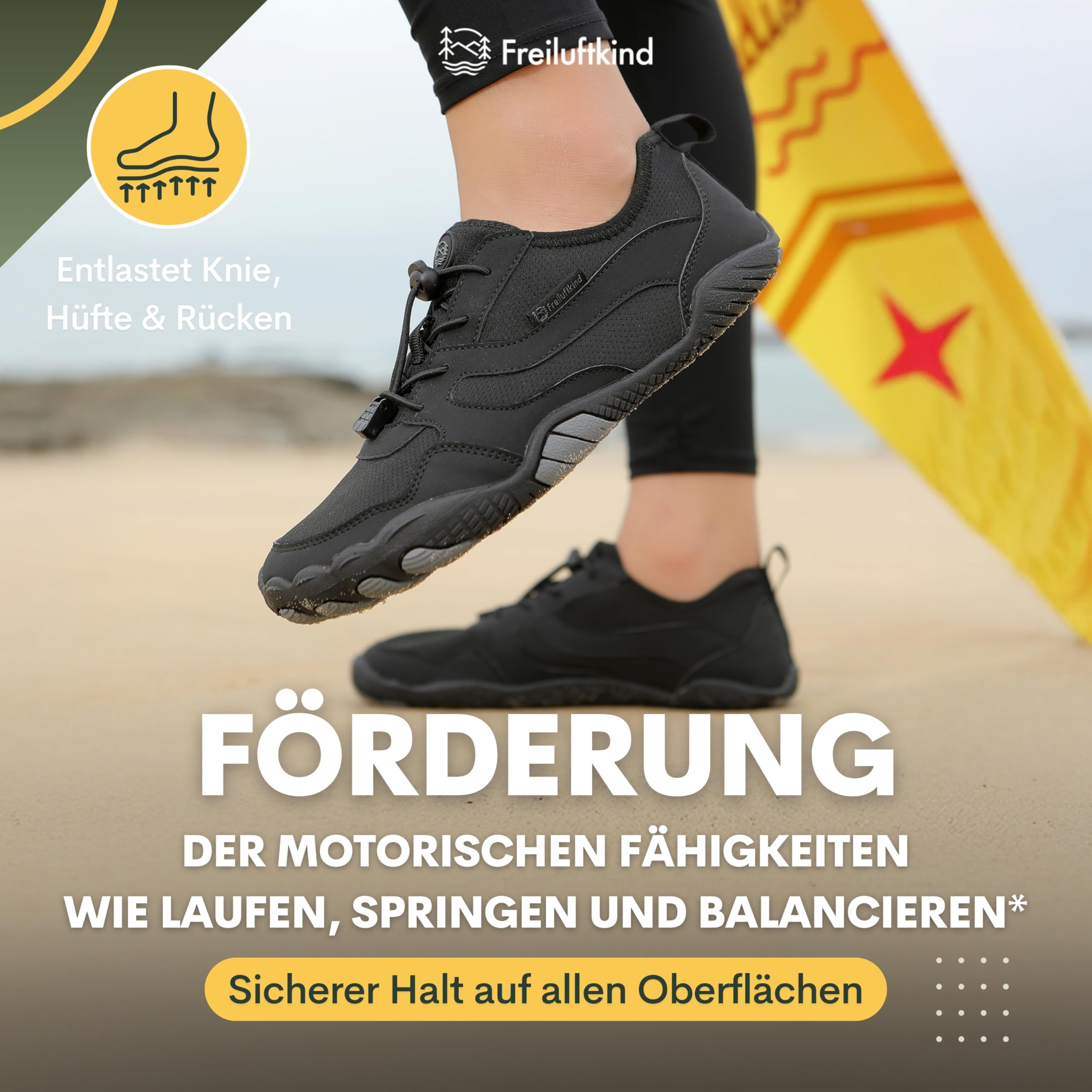 Freiluftkind® Karoo – Rutschfester Universal Barfußschuh – Leichte Barfußschuhe Sneaker für den Alltag – Entlasten Füße, Gelenke & Körper – Barfußschuhe für Damen und Herren