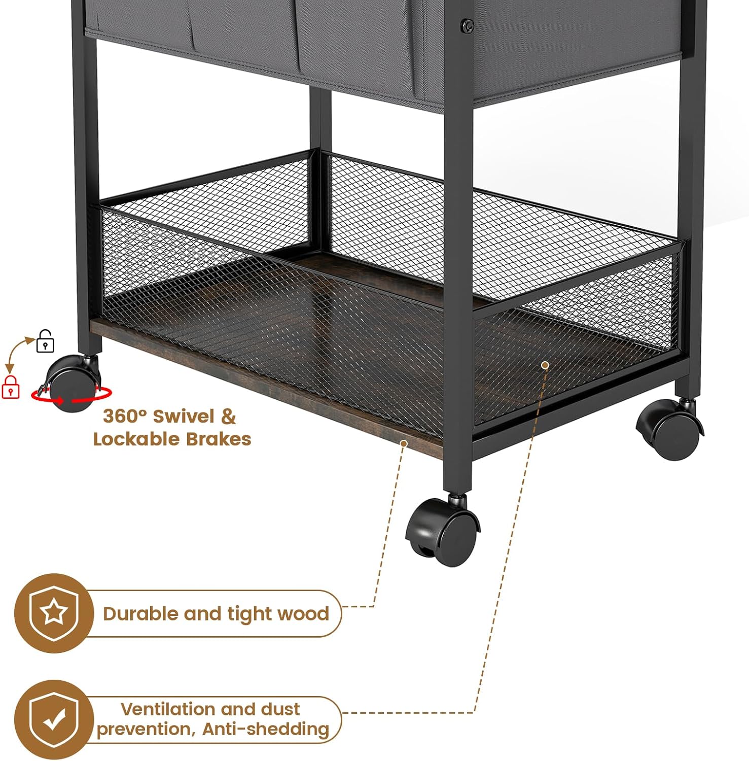 Diaper Caddy Organizer and Storage, 3-Tier Baby Storage Organizers with 2+2 Dividers, Large Capacity Diaper Rolling Cart for Nursery, Diaper Caddy Cart for Crib, Bedroom, Bathroom
