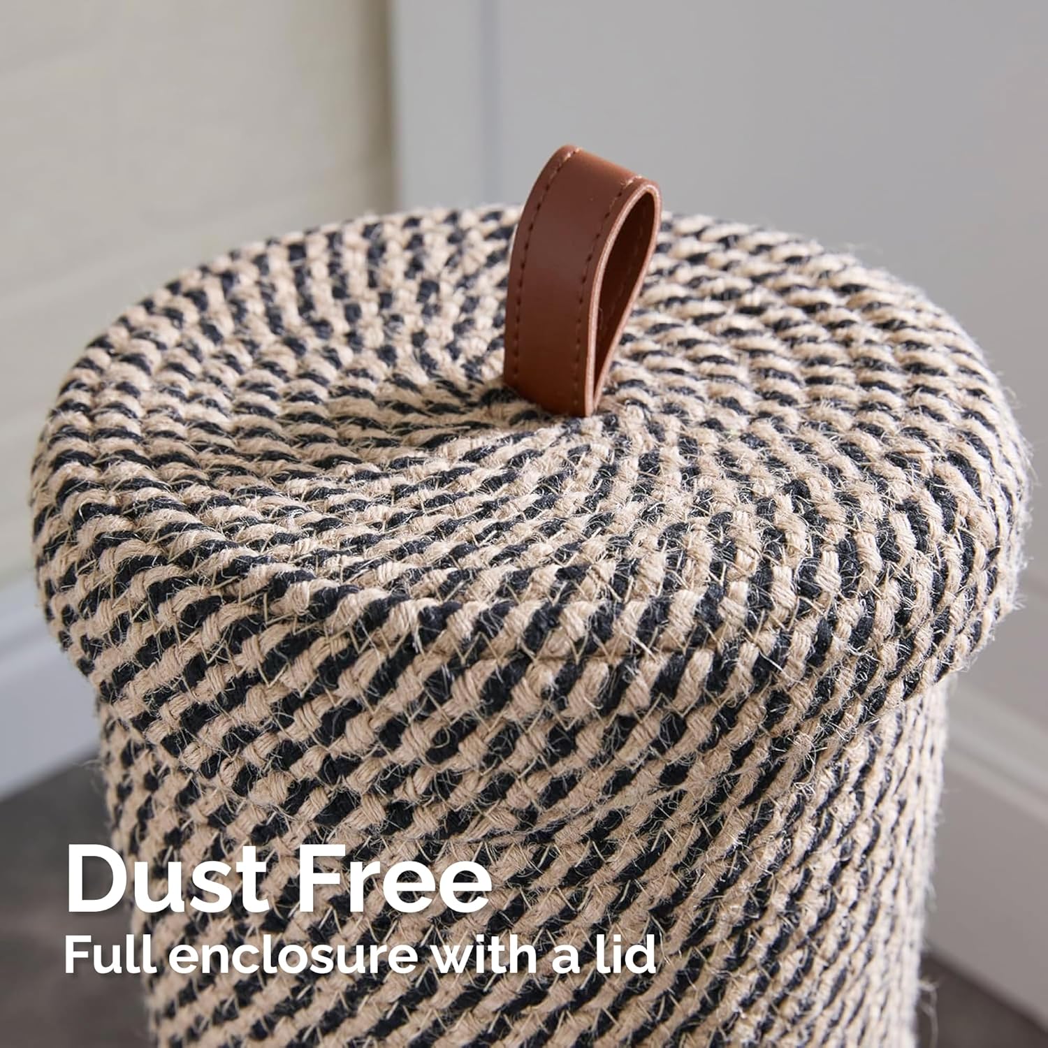 Toilet Paper Holder, Boho Decor Toilet Paper Storage Stand for Bathroom,Cotton Handmade Woven Paper Basket for Mega Roll,3 Rolls of Toilet Tissue Storage (Black) - Image 5