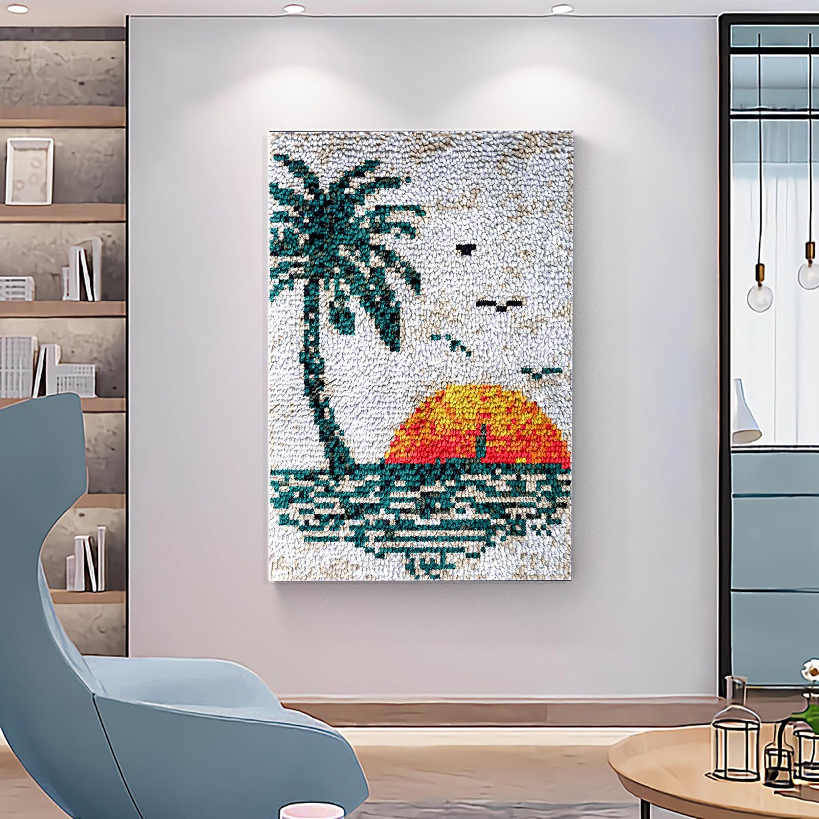 69 x 102 cm zestaw dywaników zatrzaskowych, zestaw dywaników do haftowania, zestaw dywaników do haftowania, dywan do wiązania kreatywnego DIY, szydełkowy zestaw gobelinowy, poduszki dekoracyjne DIY