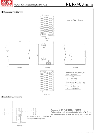 MEAN WELL MW NDR-480-48 48V 10A DIN Rail Power Supplies