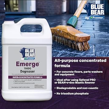 BLUE BEAR 700DG Emerge Degreaser Low-Odor, Biodegradable Cleaner Removes Oil, Grease, Dirt & Grime from Concrete, Tile, Wood, Stone & Tools Safe for Heavy-Duty & Everyday Cleaning 1 Qt