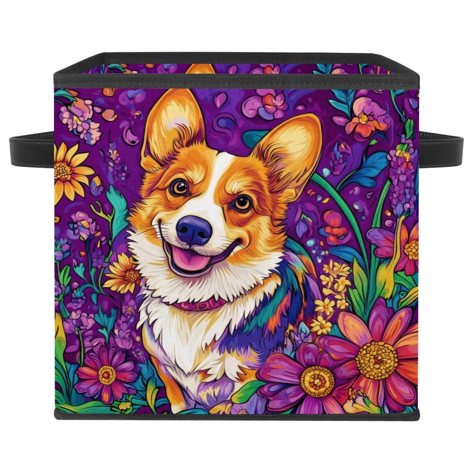 Boîte de rangement Corgis en tissu Oxford pliable 28cm
