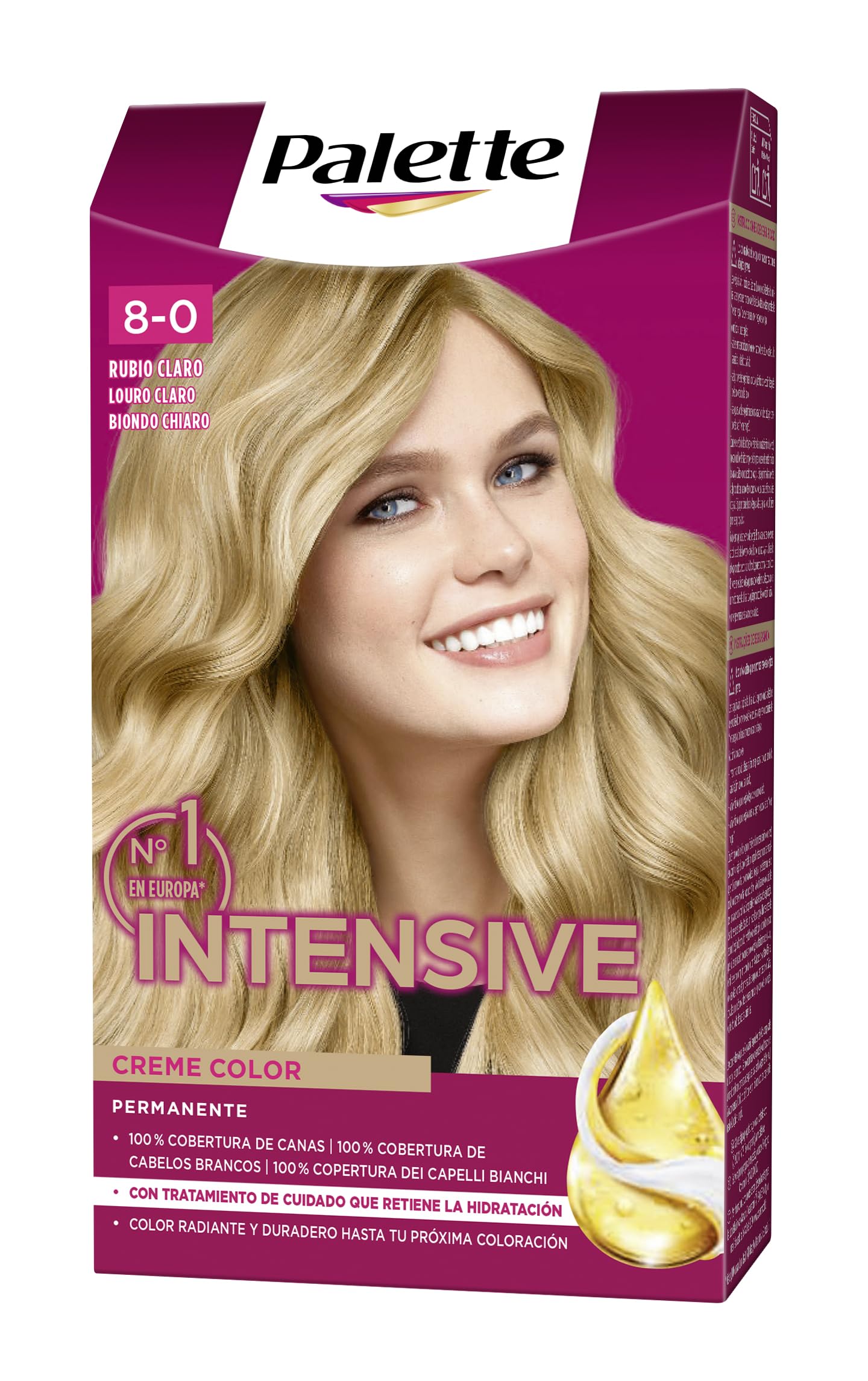 Schwarzkopf Palette Intensive Creme Colour – 8 Light Blonde Hair Colour – Permanent Care Colour with Marula Oil – Optimal Grey Coverage – Colour Lasts up to 8 Weeks
