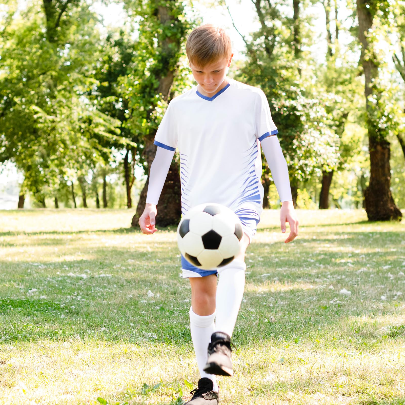 2 pares de mangas de brazo para niños, mangas de brazo para jóvenes, transpirables, elásticas, mangas de compresión para deportes al aire libre, mangas de protección para voleibol, fútbol, béisbol,