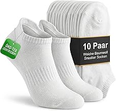 Sneaker Socken Damen und Herren, 10 Paar Kurze Socken – Atmungsaktive Baumwoll Sportsocken für Fitness, Reisen & Alltag – Weiß