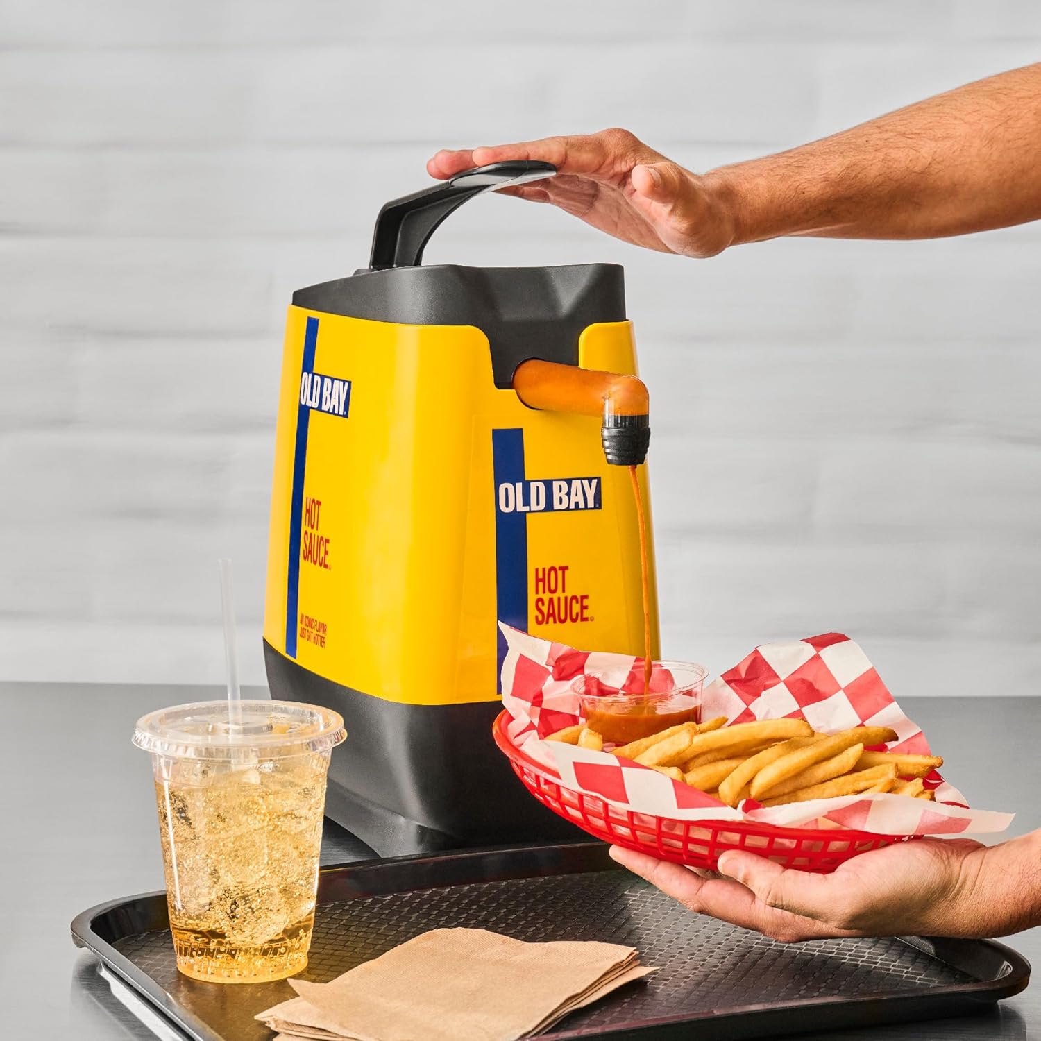 OLD BAY Hot Sauce Dispensing Pouch with Fitment, 1.5 gal - One 1.5 Gallon Pouch of Hot Sauce for Restaurant Pump Dispensers