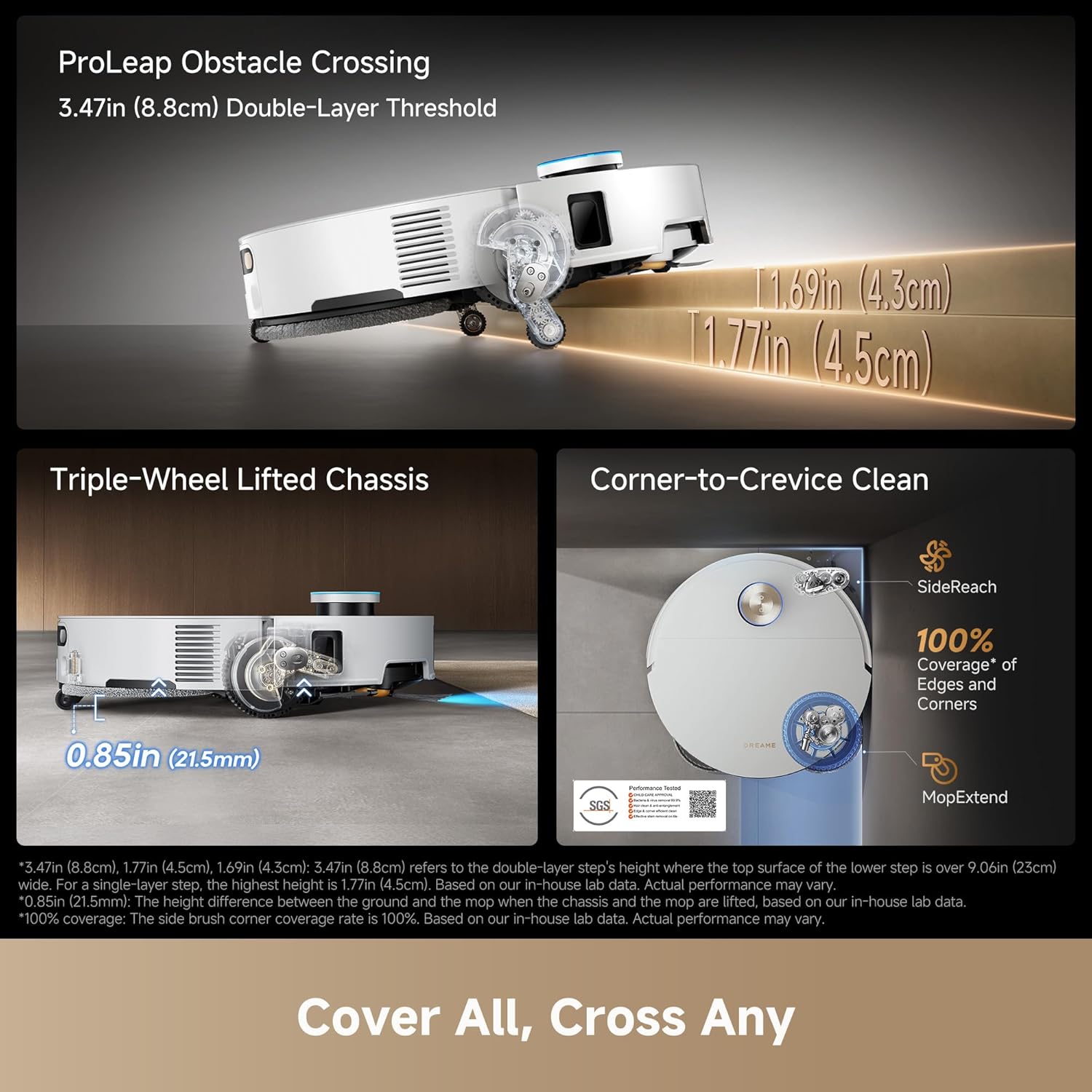 Underside of DREAME X60 Max Ultra Complete Robot Vacuum showing mop pads and brushes