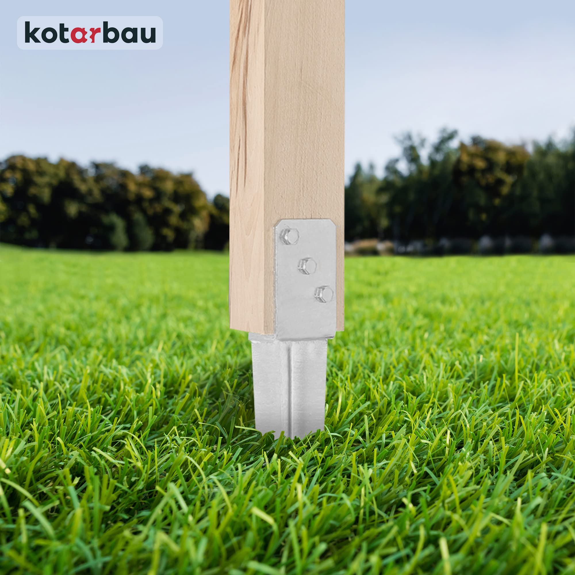KOTARBAU® 4 Pezzi Supporto per Palo - Acciaio Zincato - 600 mm - Argento - 60 x 110 mm - Supporti per Pali in Legno - Staffe Per Pali In Legno - Supporto Palo Recinzione - Resistente alla Corrosione