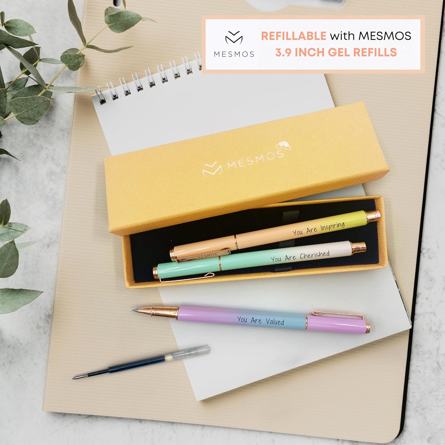 MESMOS 3pk 0.7mm Fine Tip Gel Ink Pen Set, Thank You Gifts for Women, Aesthetic Journaling Teacher Pens, Coworker Administrative Professional Day Gifts for Women, Inspirational Fancy Pens - Image 5