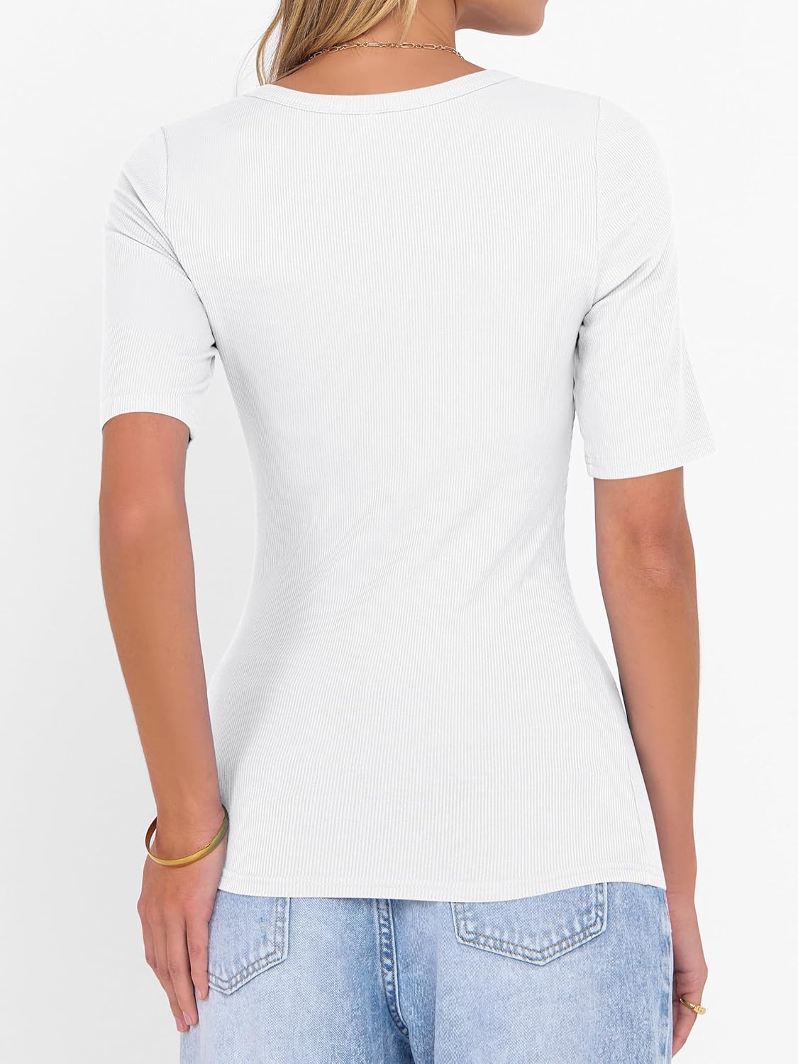 ANRABESS Womens Half Sleeve Tops Scoop Neck Ribbed Knit Slim Fitted Basic Tee Shirts Summer 2026 Trendy Spring Casual Clothes - Image 6