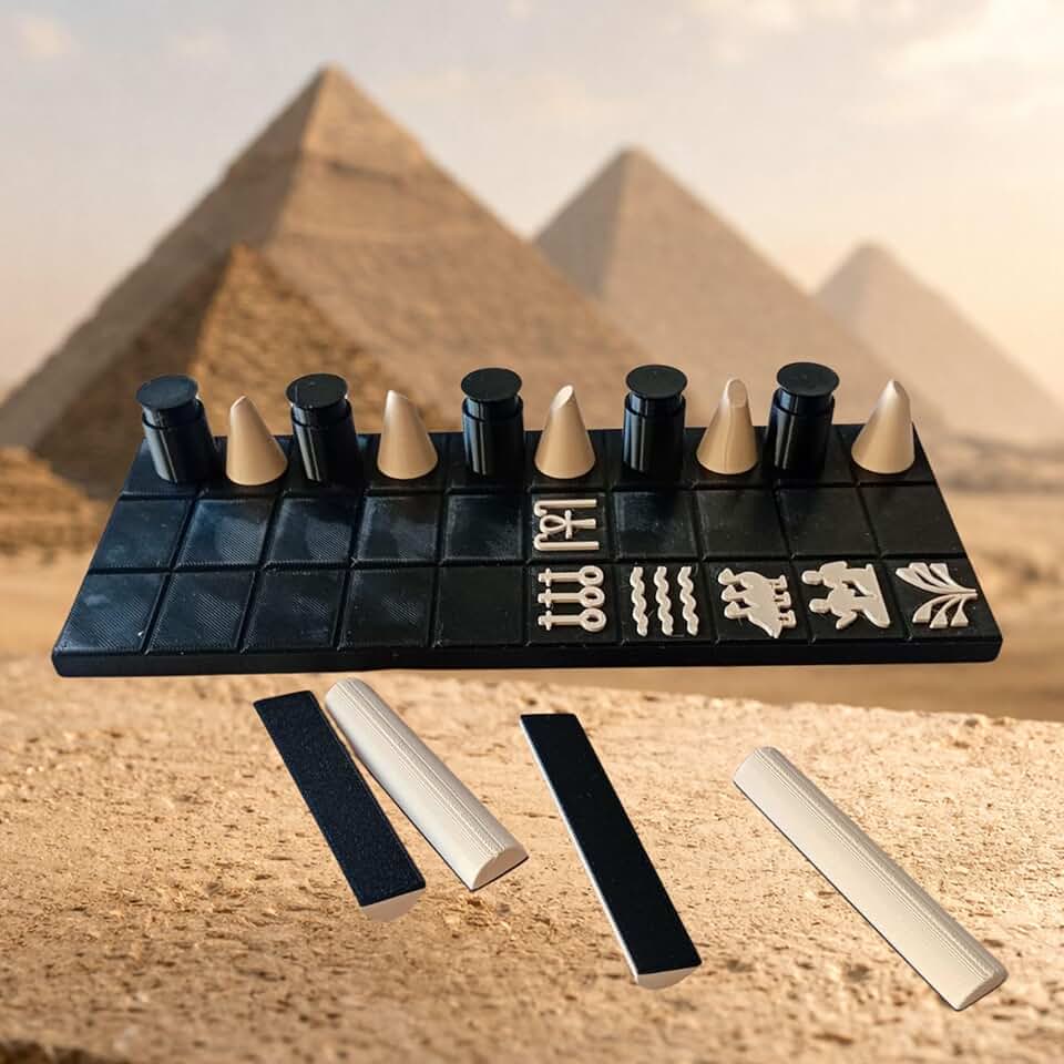 Senet Jogo de Tabuleiro Egípcio, Preto e Nude, 23,5x9,5 cm, para Jovens e Adultos