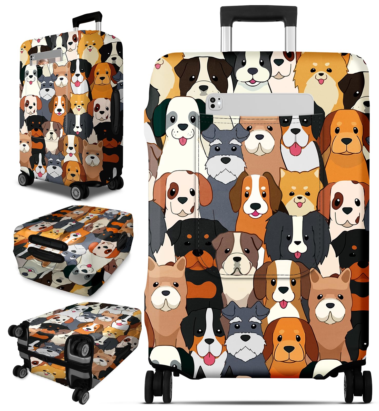 Slohif Luggage Cover for Suitcase Tsa Approved Protector - Cute Dog Luggage Sleeve Large Suit Case Cover Travel Stretch Baggage Case Protective Washable Fit 21-23 Inch