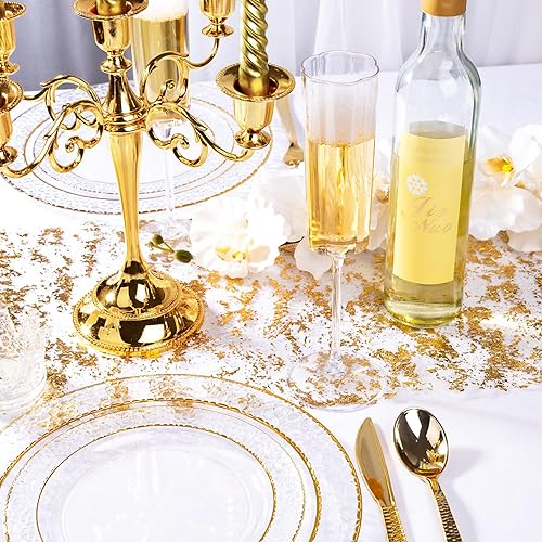 Miniatura 8 de Ciaell Paquete de 24 copas de champán de plástico, copas de plástico onduladas de champán de 6 onzas, flautas desechables vintage resistentes para