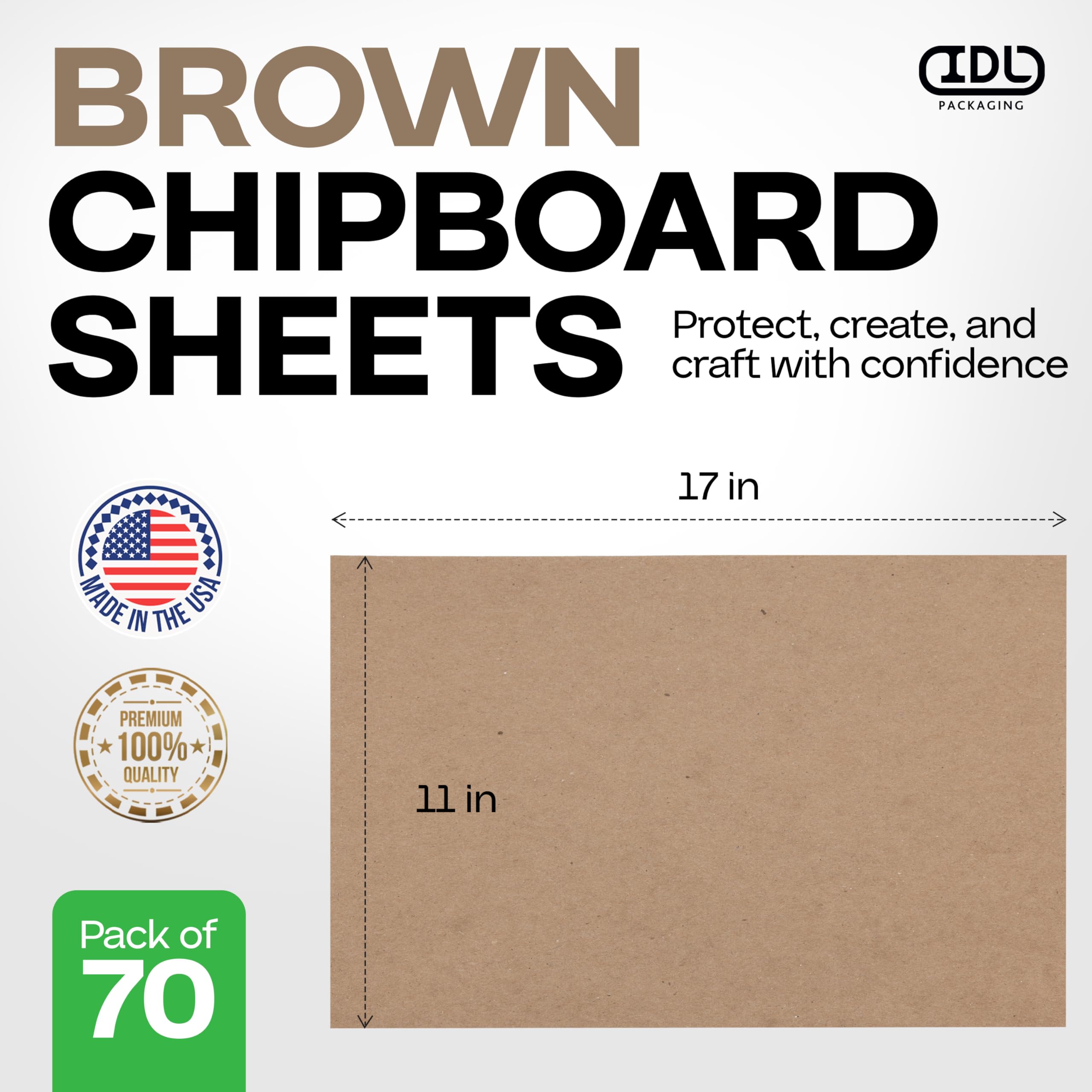 Lot de 70 feuilles d'aggloméré fabriquées aux États-Unis pour scrapbooking, encadrement, carton marron résistant de 0,1 cm d'épaisseur, tampons