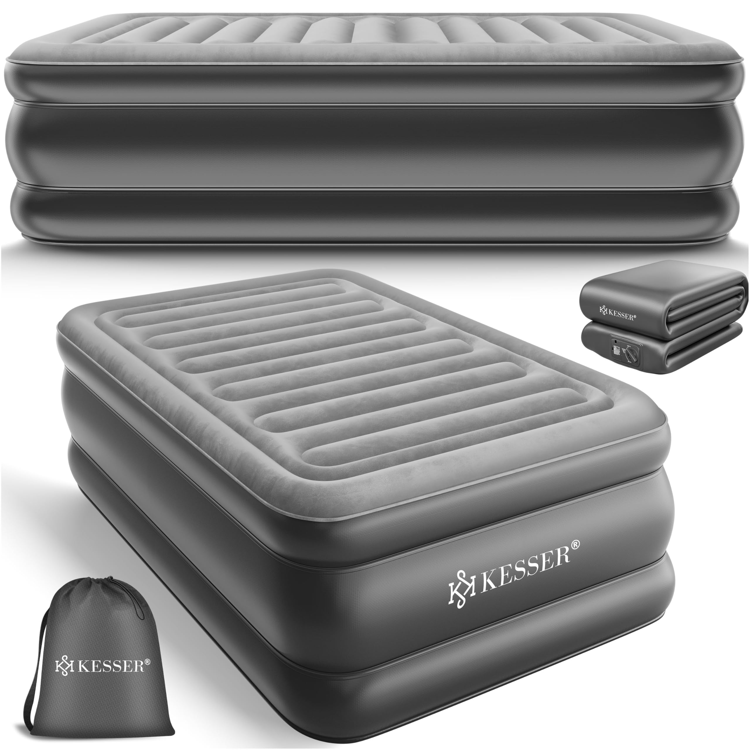 KESSER® Aufblasbare Matratze Luftbett Selbstaufblasend Gästebett mit eingebauter elektrischer Pumpe, Luftmatratze für Camping oder Heimgebrauch Mit Tasche, geeignet für 1 Person - 203 x 95 x 51cm