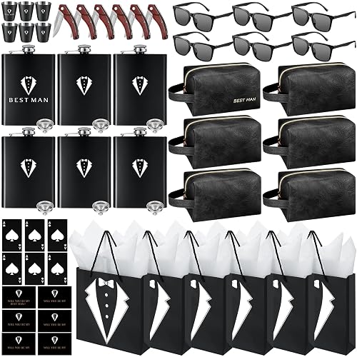 Rigibright 60 Pcs Groomsmen Gifts Set of 6 for Wedding