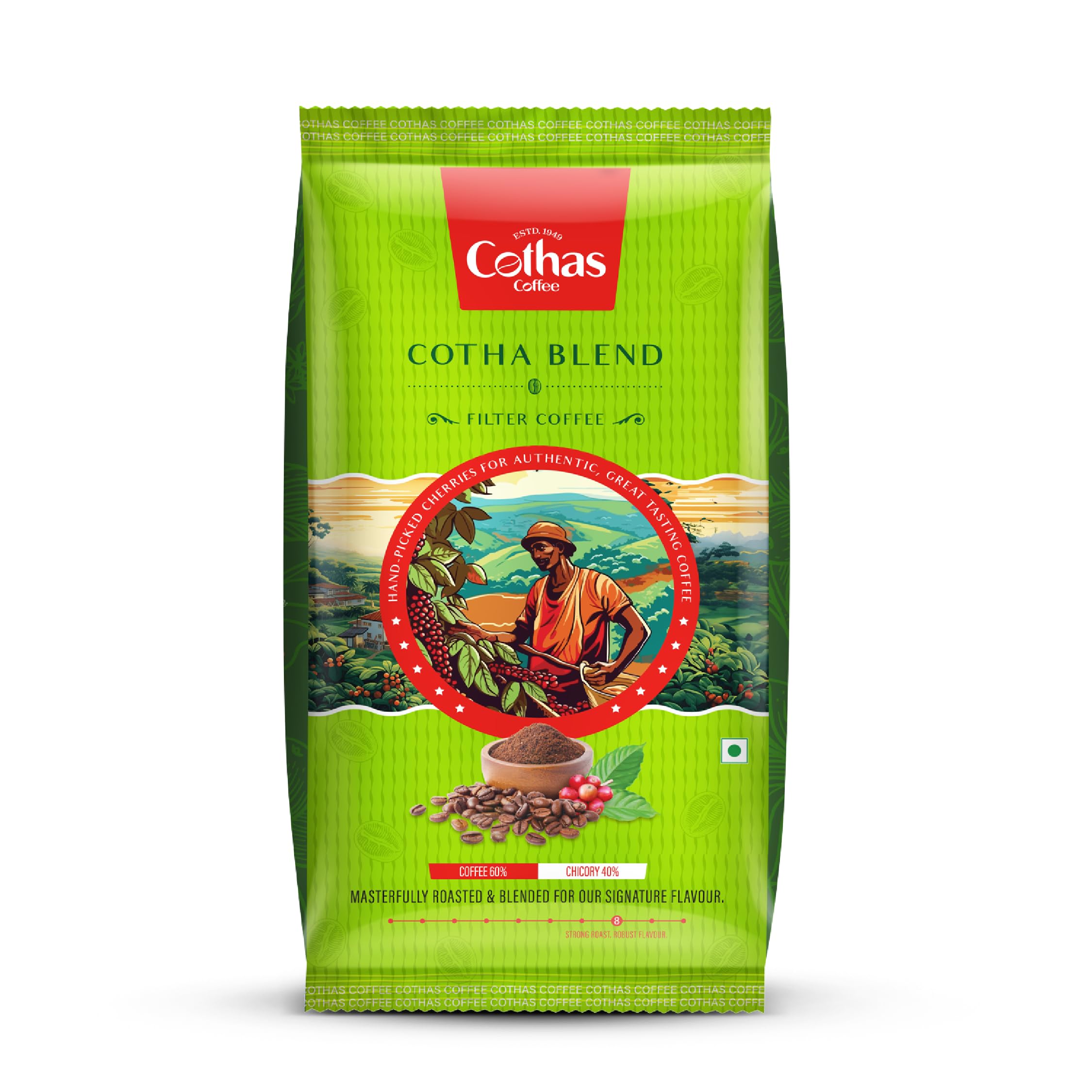 Cothas Cotha Blend Filter Coffee Powder | Roasted & Blended Signature Mix of 60% Coffee & 40% Chicory | Authentic South Indian Filter Coffee with Rich & Aromatic Flavour | 500 g Pack