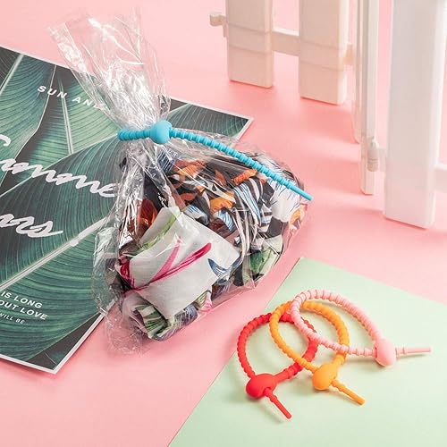 Miniatura 6 de Boao 20 clips de silicona para bolsas con cremallera, correas de cable, correas de goma reutilizables de 8 pulgadas, lazos multiusos, cable de