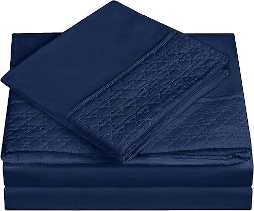 Miniatura 9 de Elegant Comfort Luxury Best, - Juego de sábanas de 4 piezas suave y acogedor, calidad egipcia de 1500 hilos, diseño acolchado en sábanas planas y