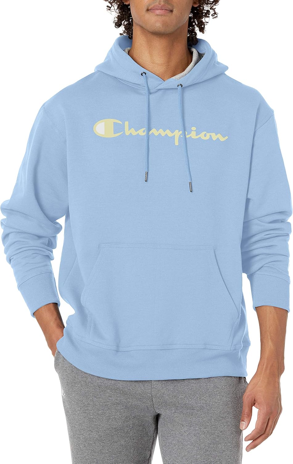 Champion Men's Powerblend Fleece Hoodie, Multi Color Script